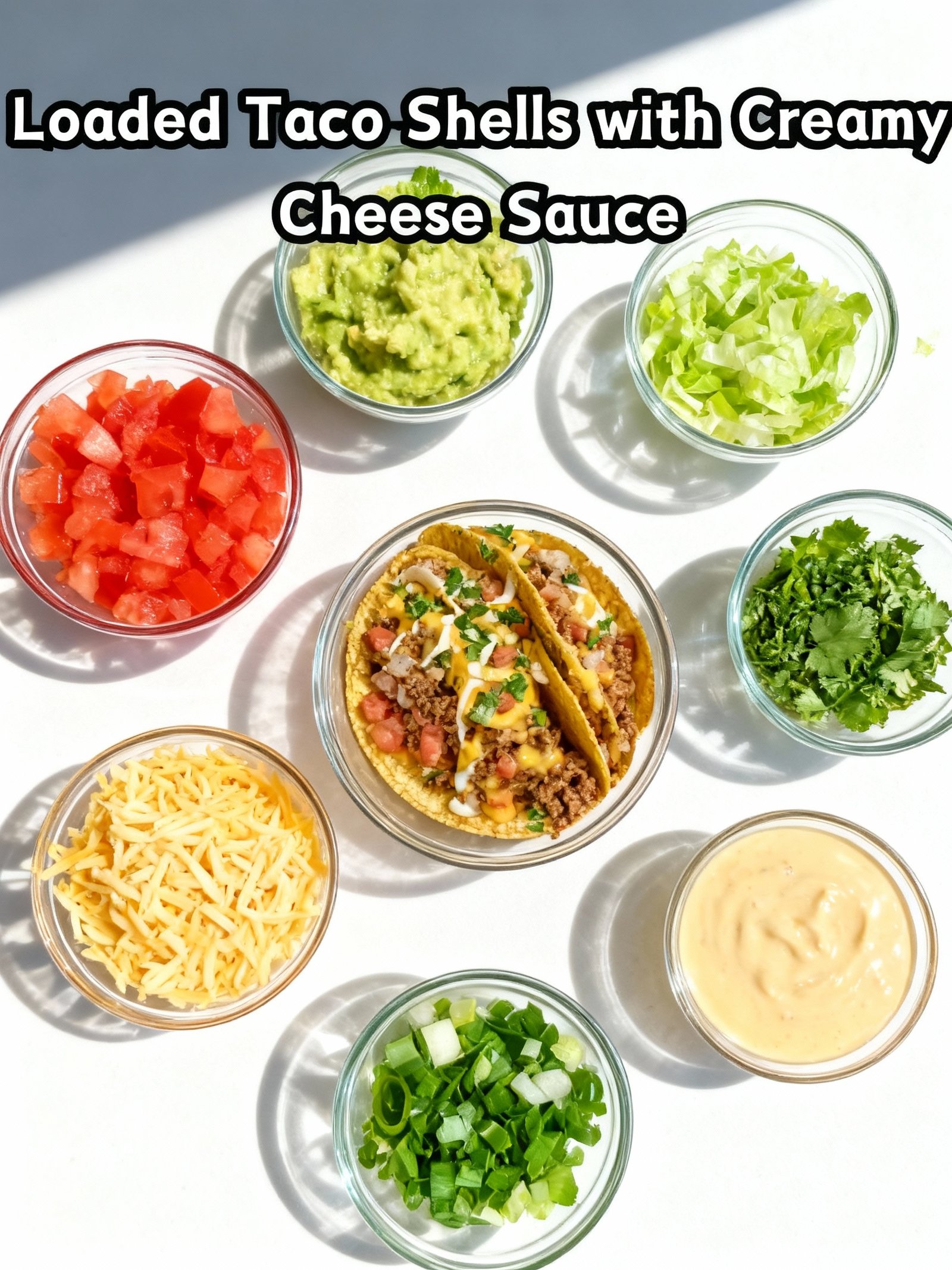 Loaded Taco Shells with Creamy Cheese Sauce ingredients