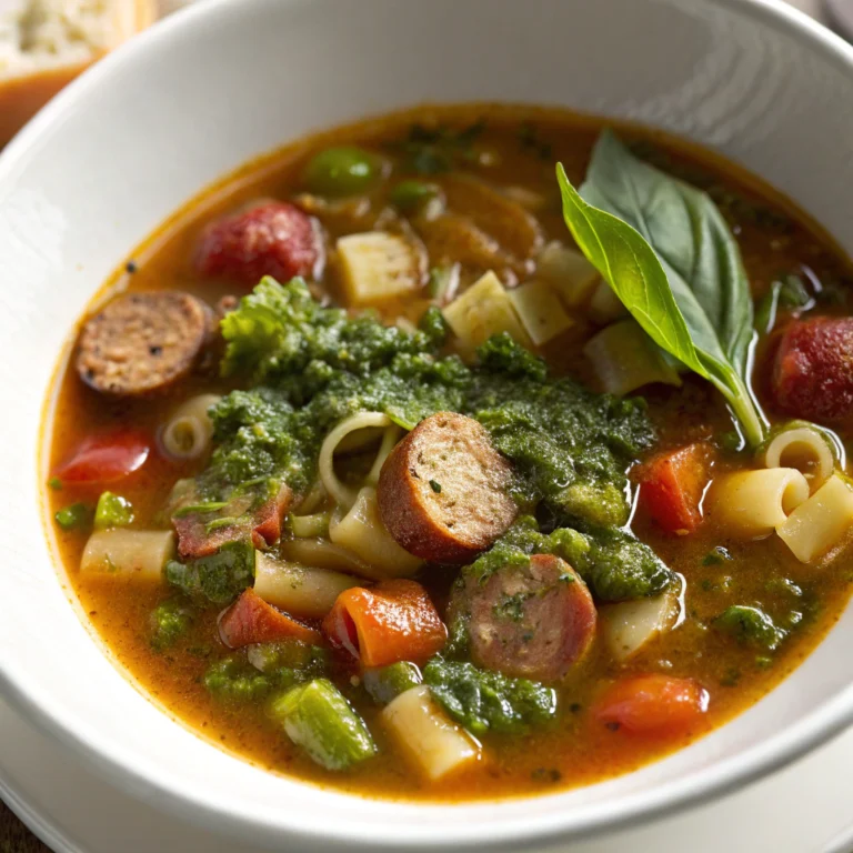 Minestrone with Sausage and Pesto from The Food Charlatan.