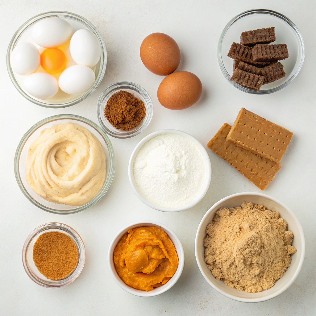 Ingredients for Mini Pumpkin Swirled Cheesecakes