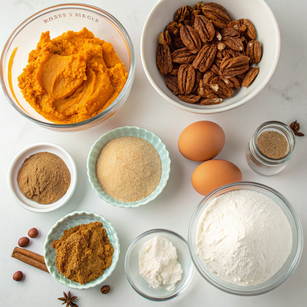 Recipe ingredients for Pumpkin Pecan Coffee Cake