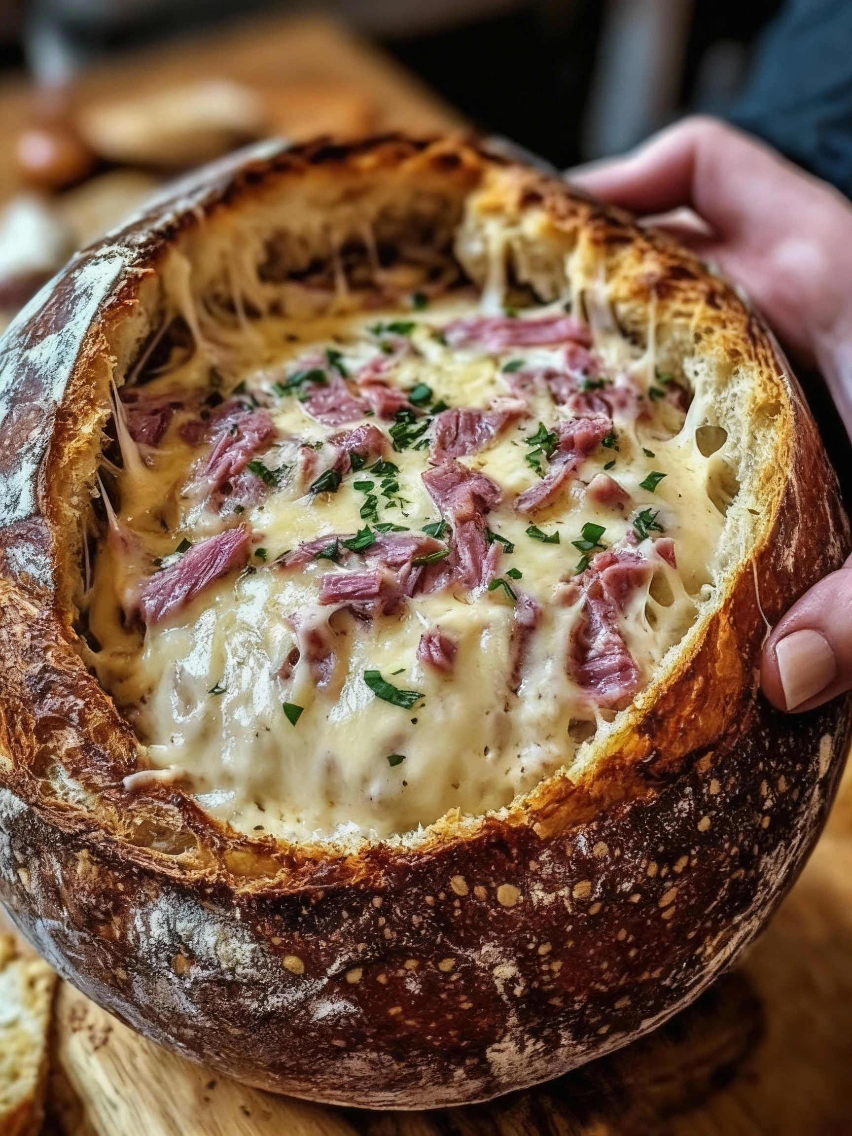 Reuben Dip in a Rye Bread Bowl finished