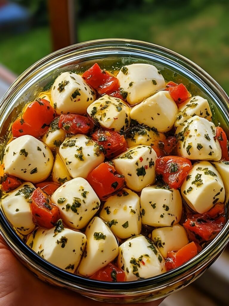 Roasted Red Pepper Marinated Mozzarella Recipe