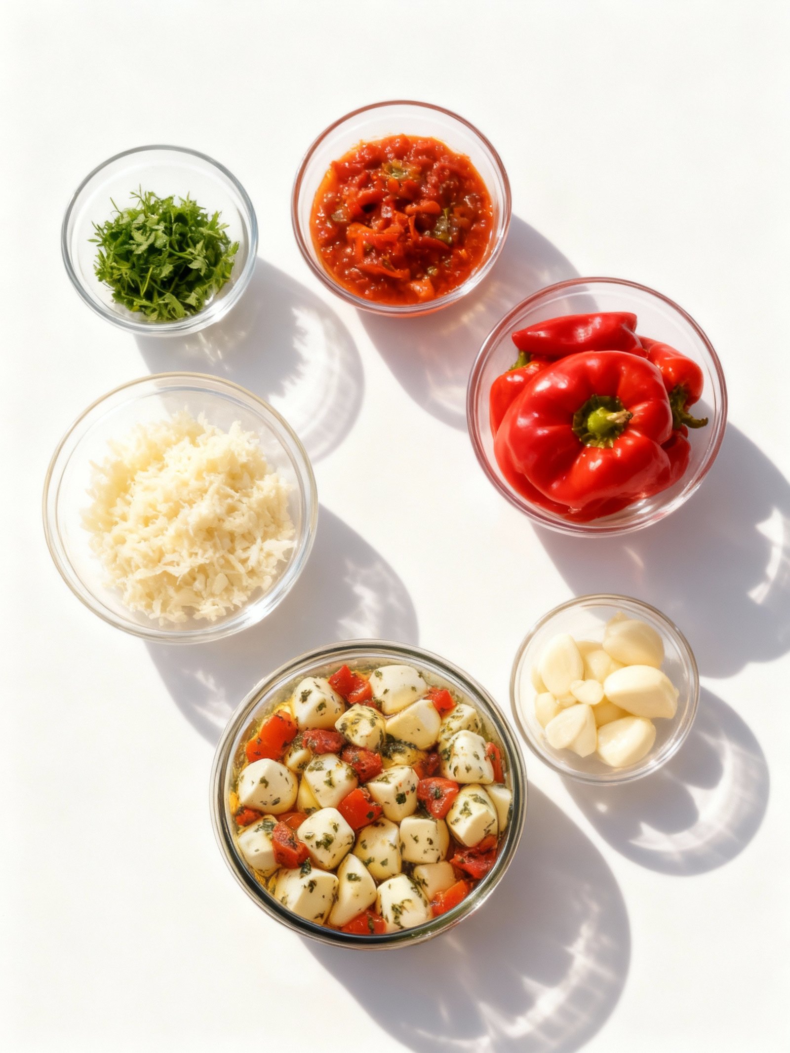 Roasted Red Pepper Marinated Mozzarella ingredients