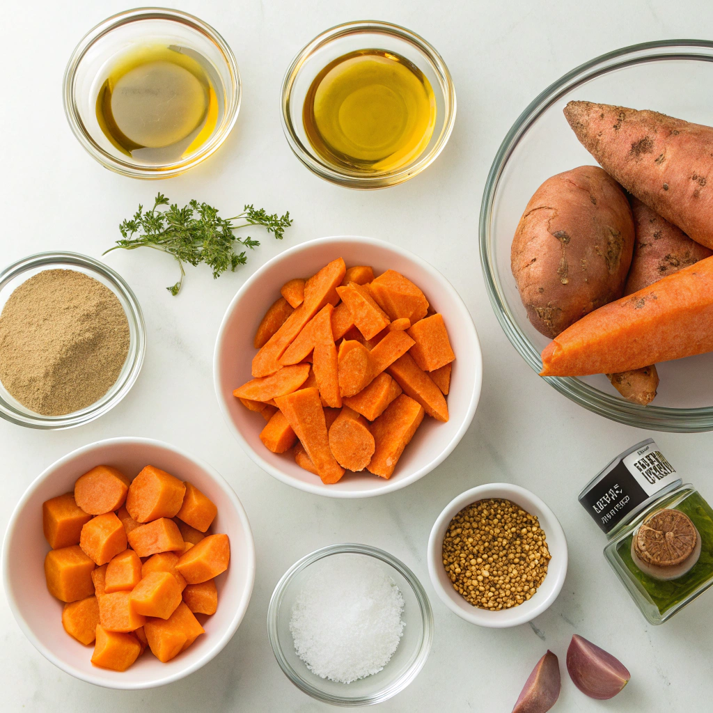 Recipe ingredients for Roasted Sweet Potatoes & Carrots | Walder Wellness, RD - Vegetable Recipes