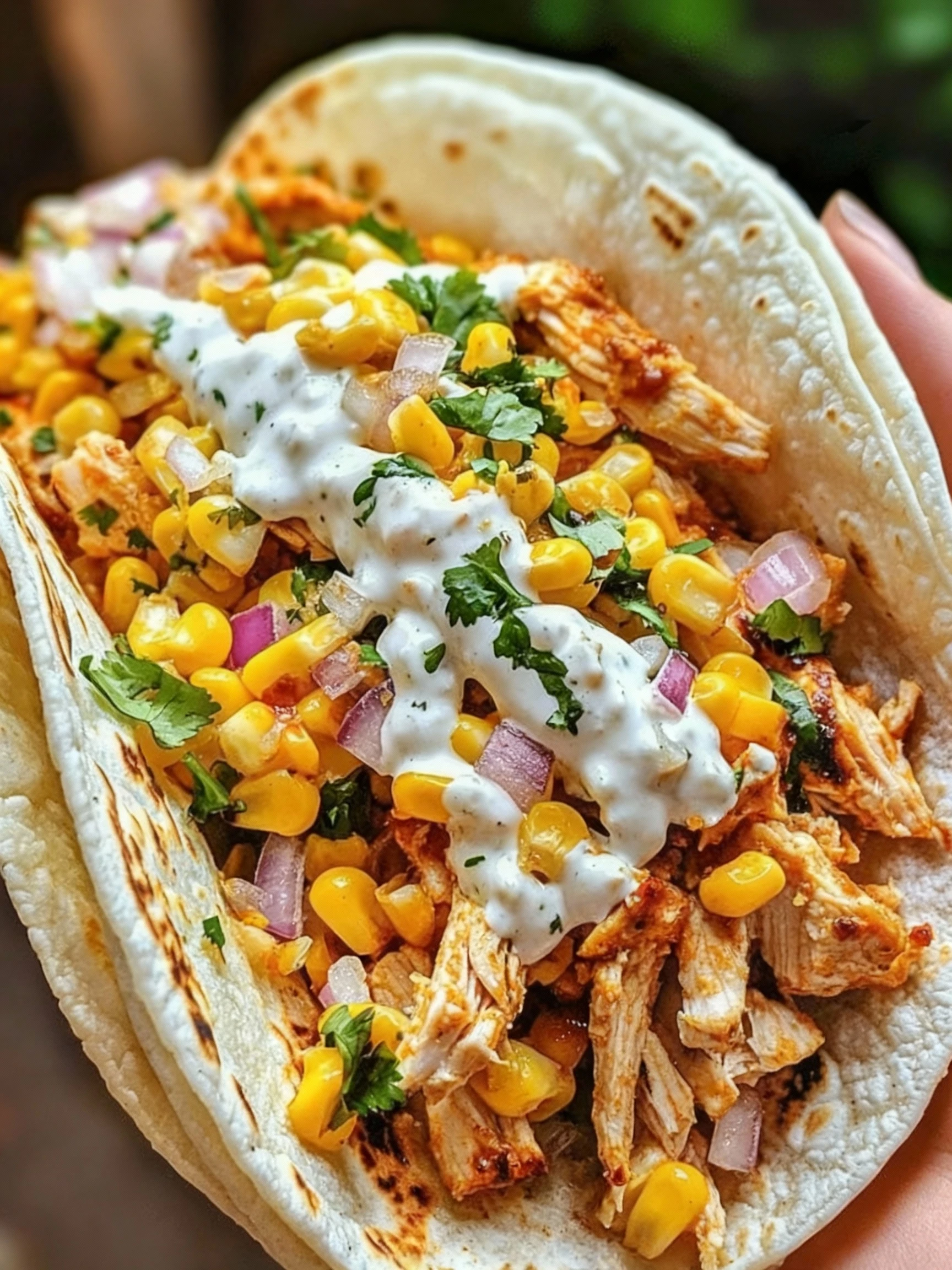 Street Corn Chicken Tacos finished