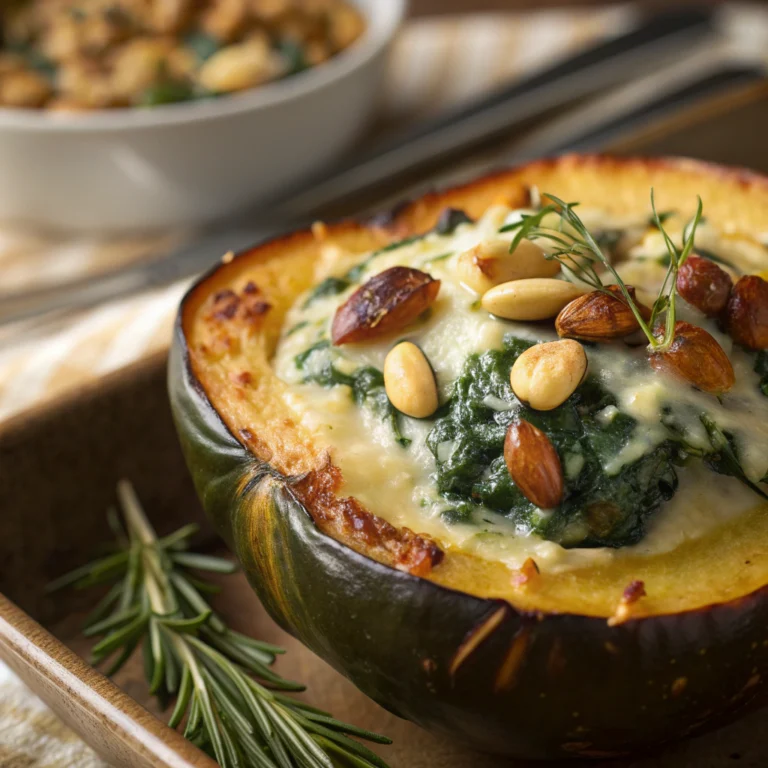 Easy Stuffed Acorn Squash with Creamed Spinach