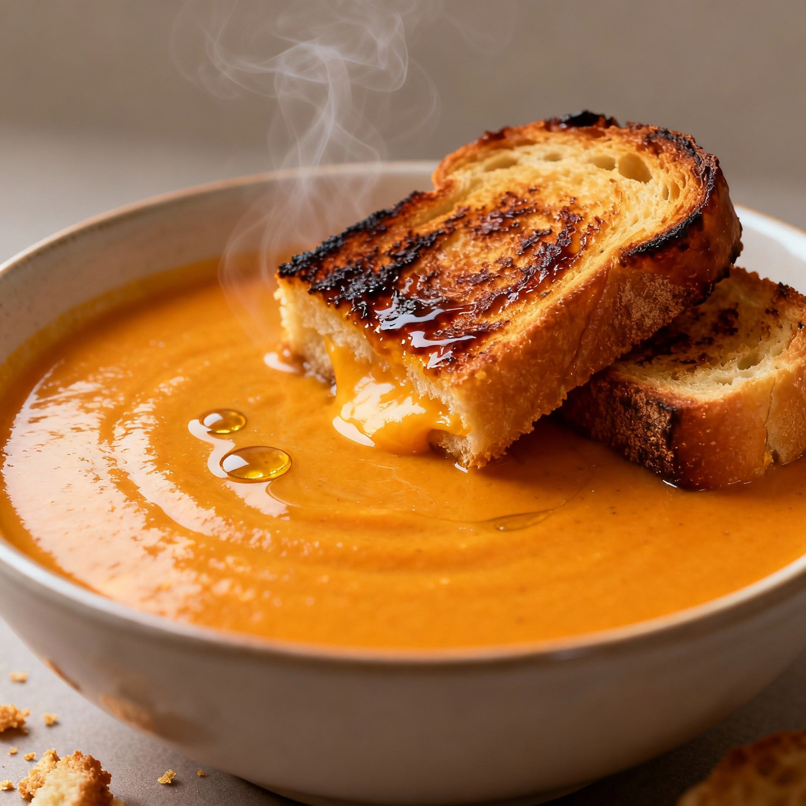 Ultimate Pumpkin Bisque with Grilled Cheese Croutons | Easy Fall Comfort Food finished
