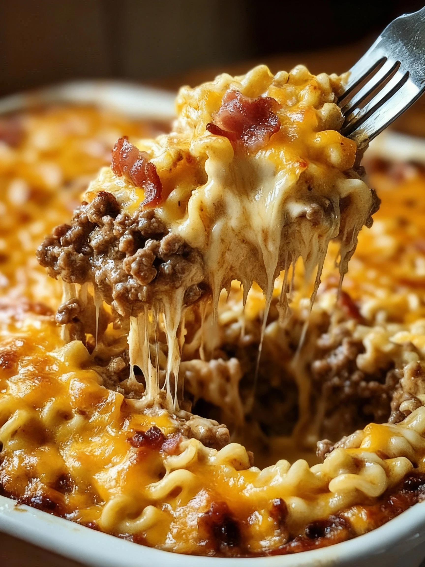 Bacon Cheeseburger Ramen Noodle Bake finished
