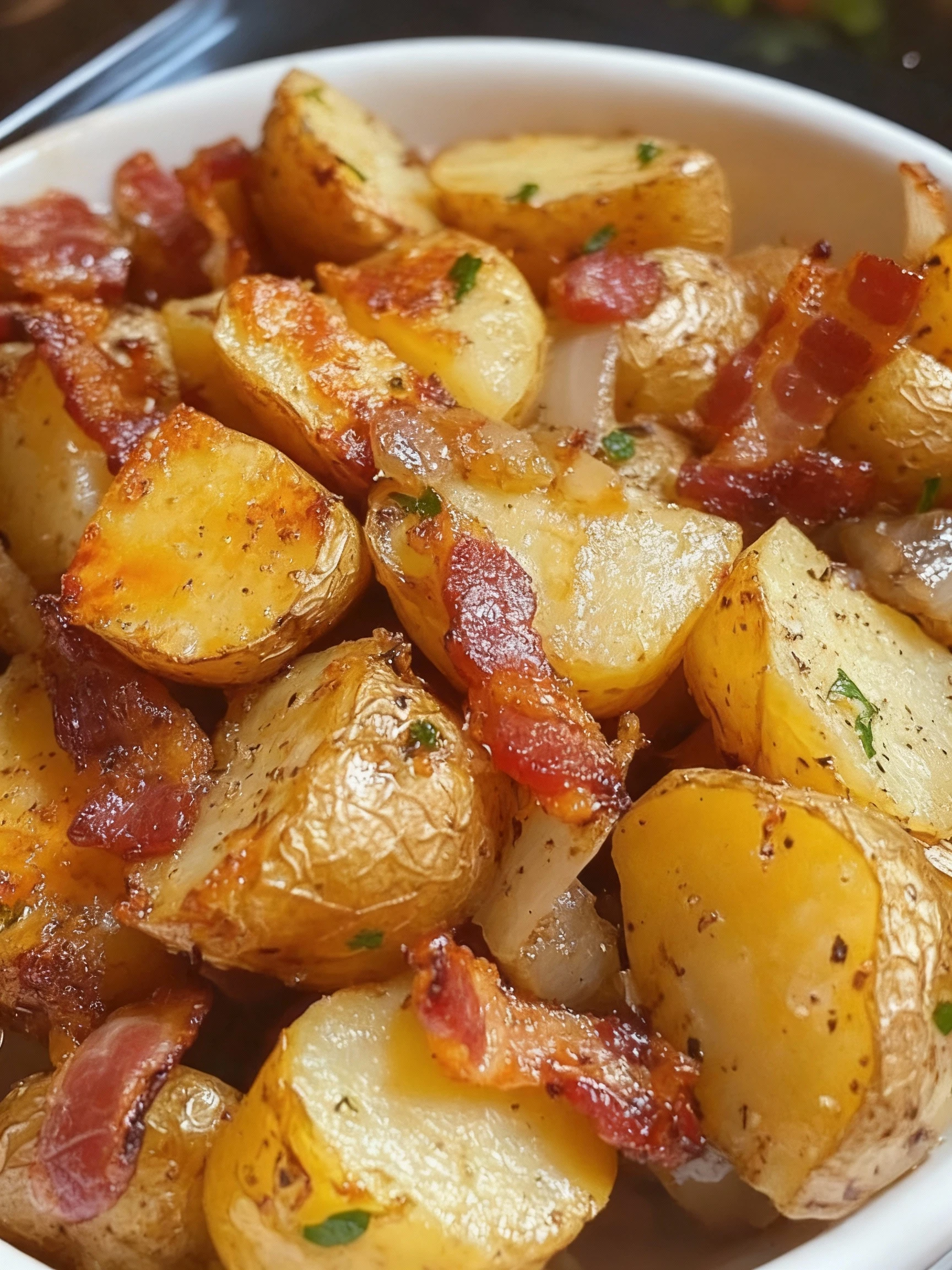 Bacon and Onion Roasted Potatoes finished