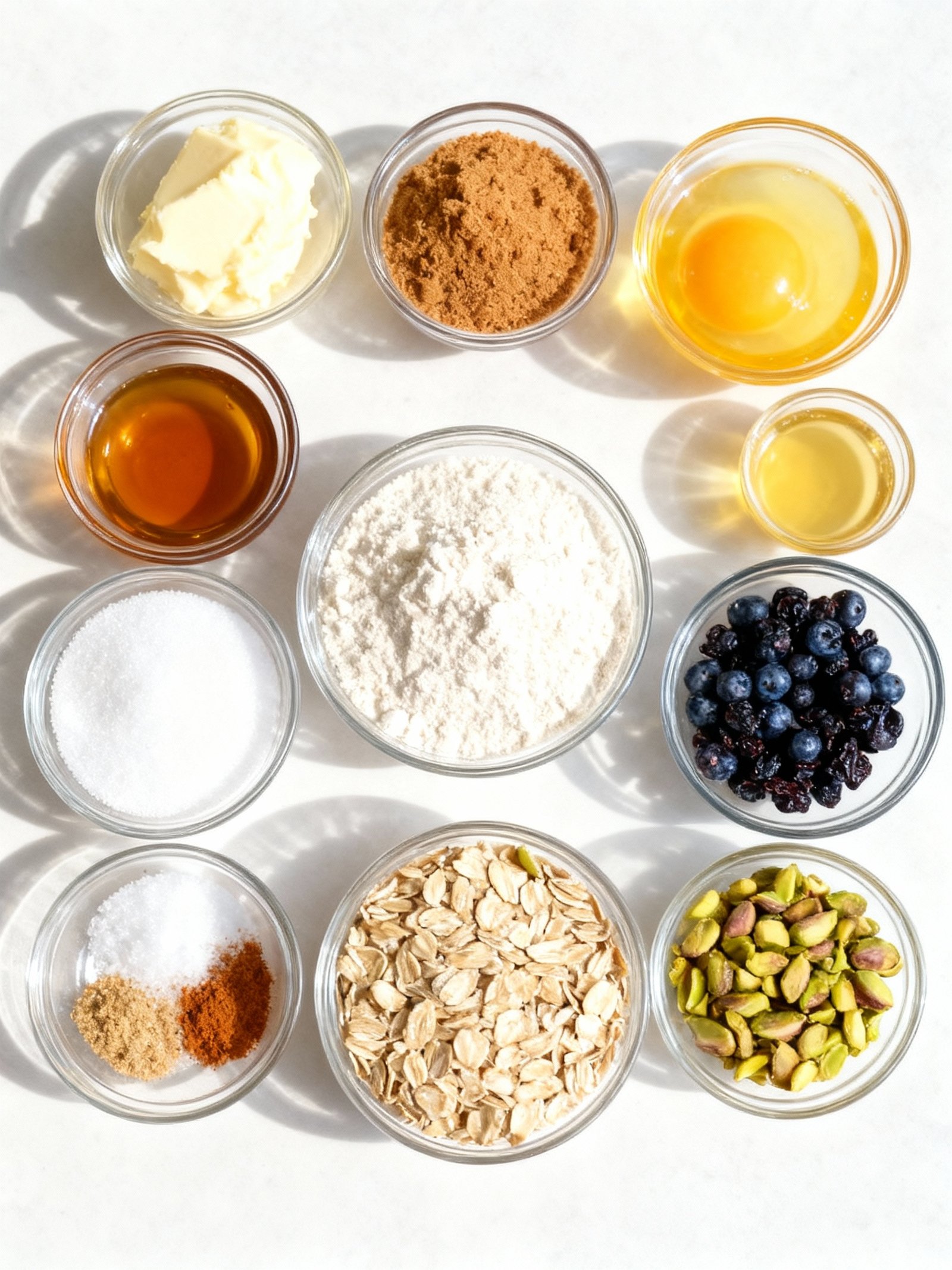 Blueberry Pistachio Oatmeal Cookies ingredients