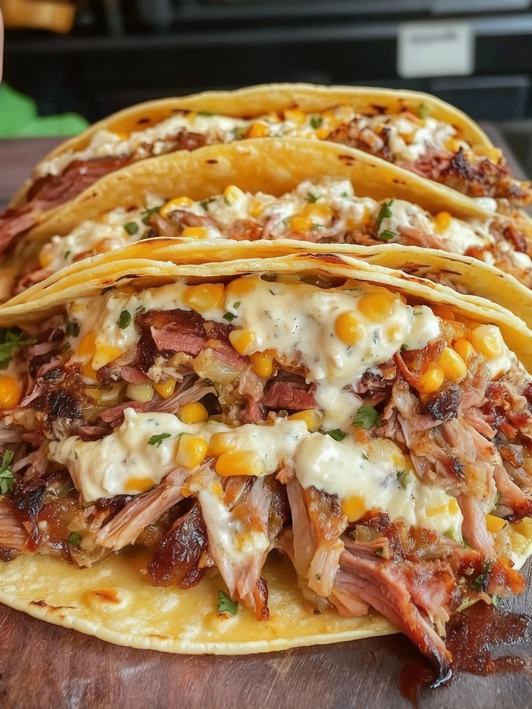 Brisket Elote Tacos finished