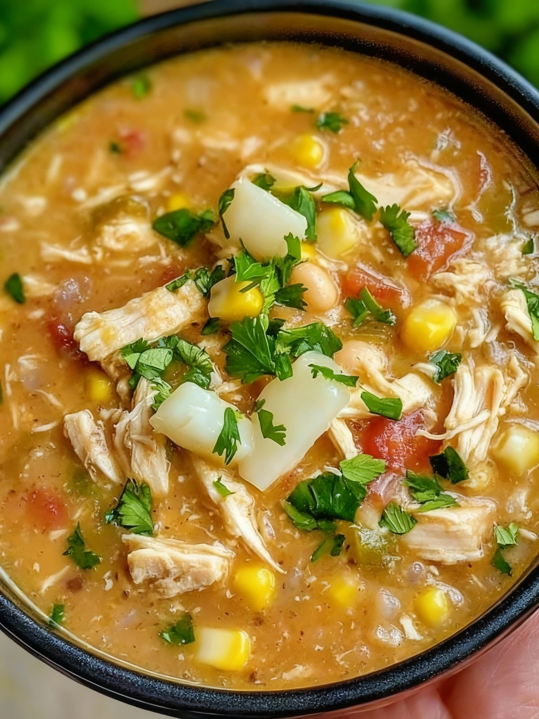 Cajun White Chicken Chili finished