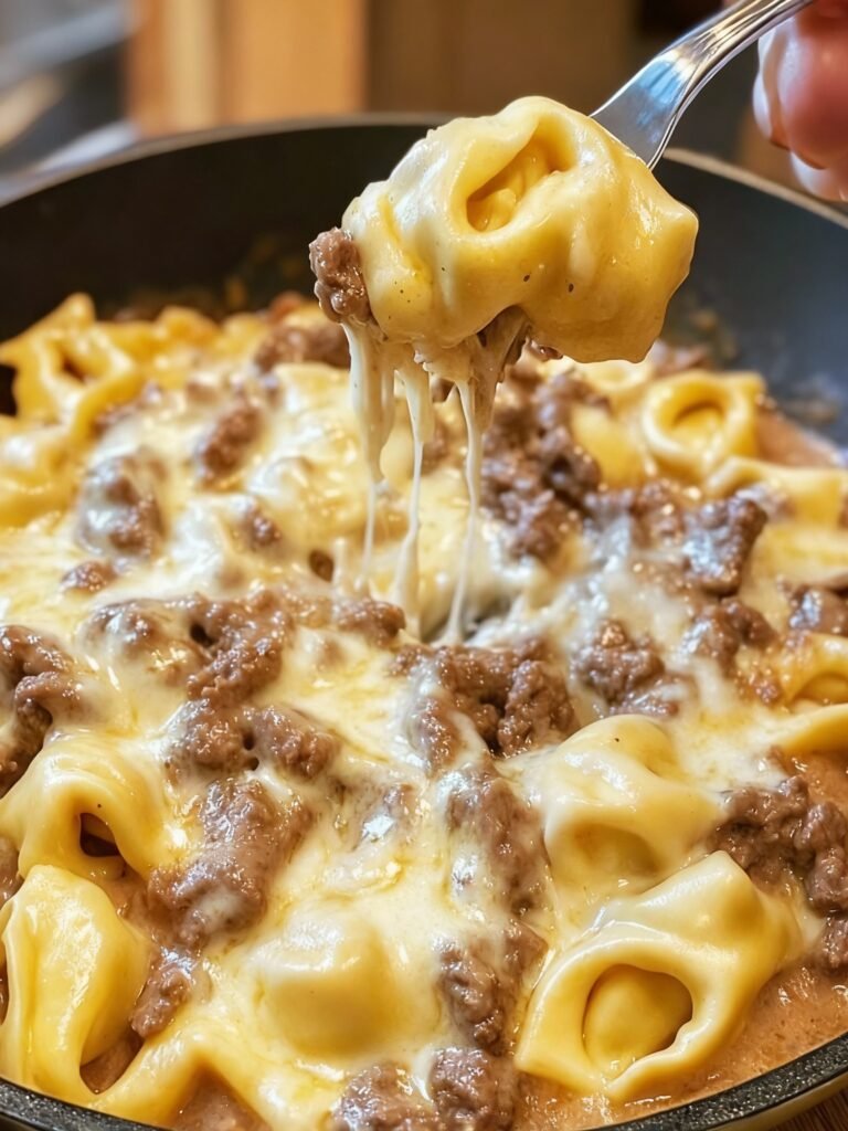 Cheesesteak Tortellini in Rich Provolone Sauce Recipe