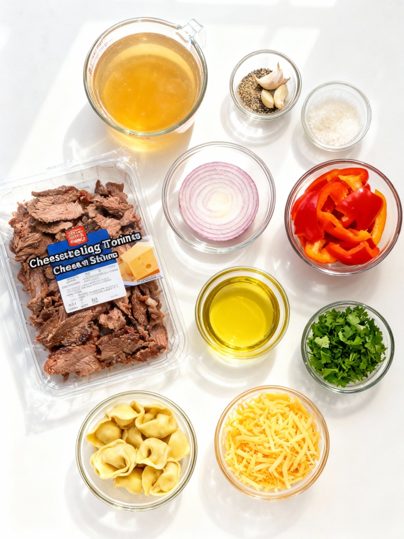 Cheesesteak Tortellini in Rich Provolone Sauce ingredients