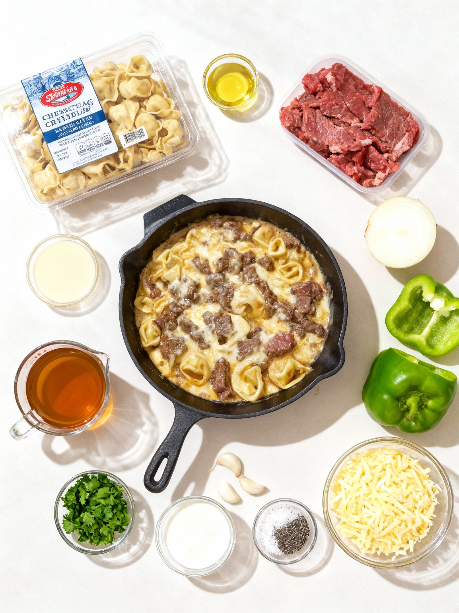 Cheesesteak Tortellini in Rich Provolone Sauce ingredients