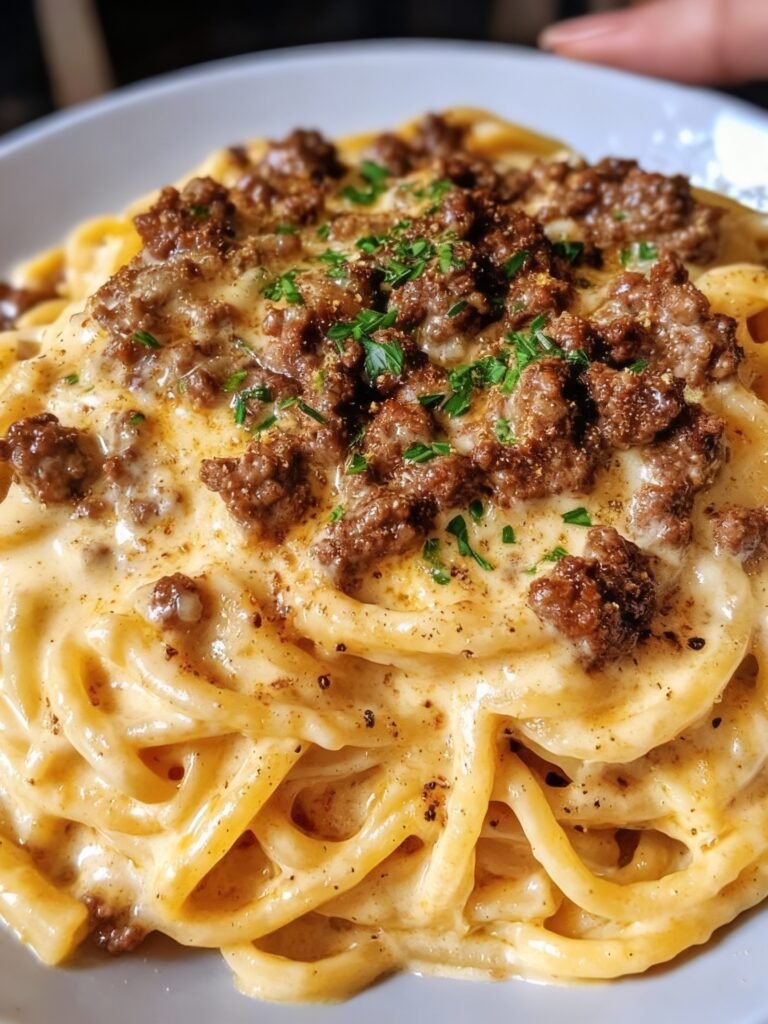 Cajun Beef Linguine in Creamy Velveeta Parmesan Sauce Recipe