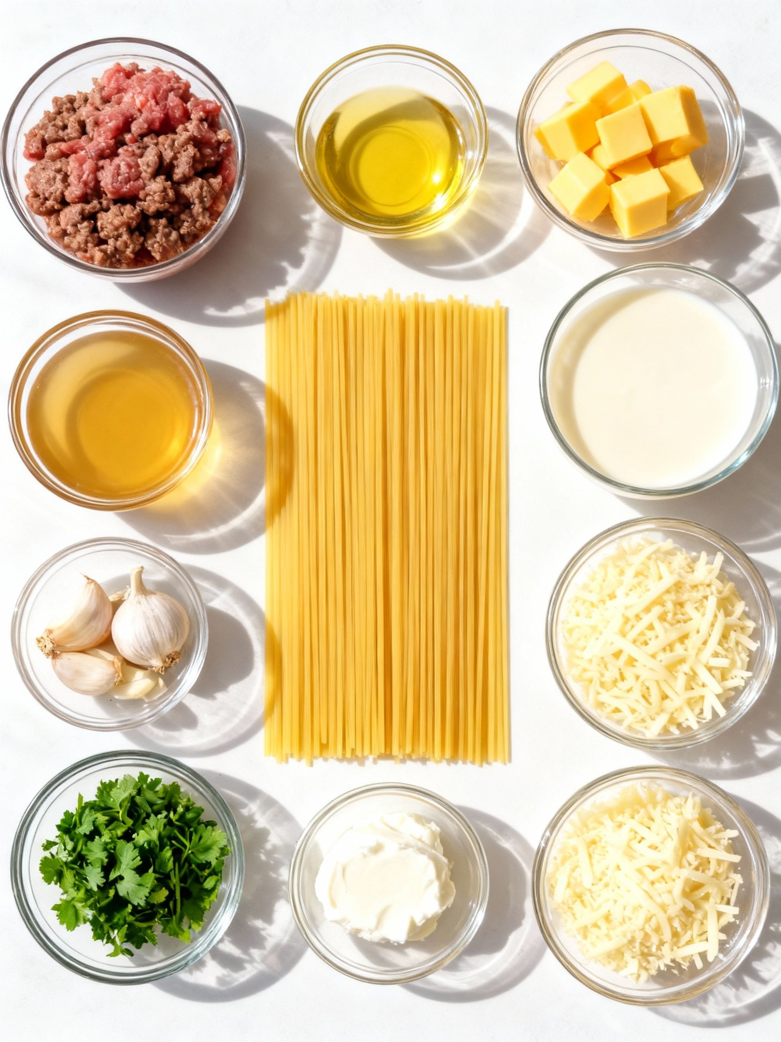 Cheesy Cajun Ground Beef Linguine in Garlic Cream Sauce ingredients