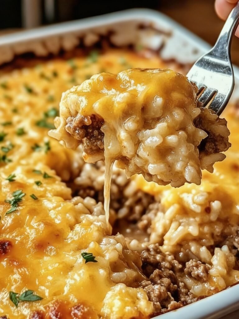 Cheesy Ground Beef and Rice Casserole Recipe
