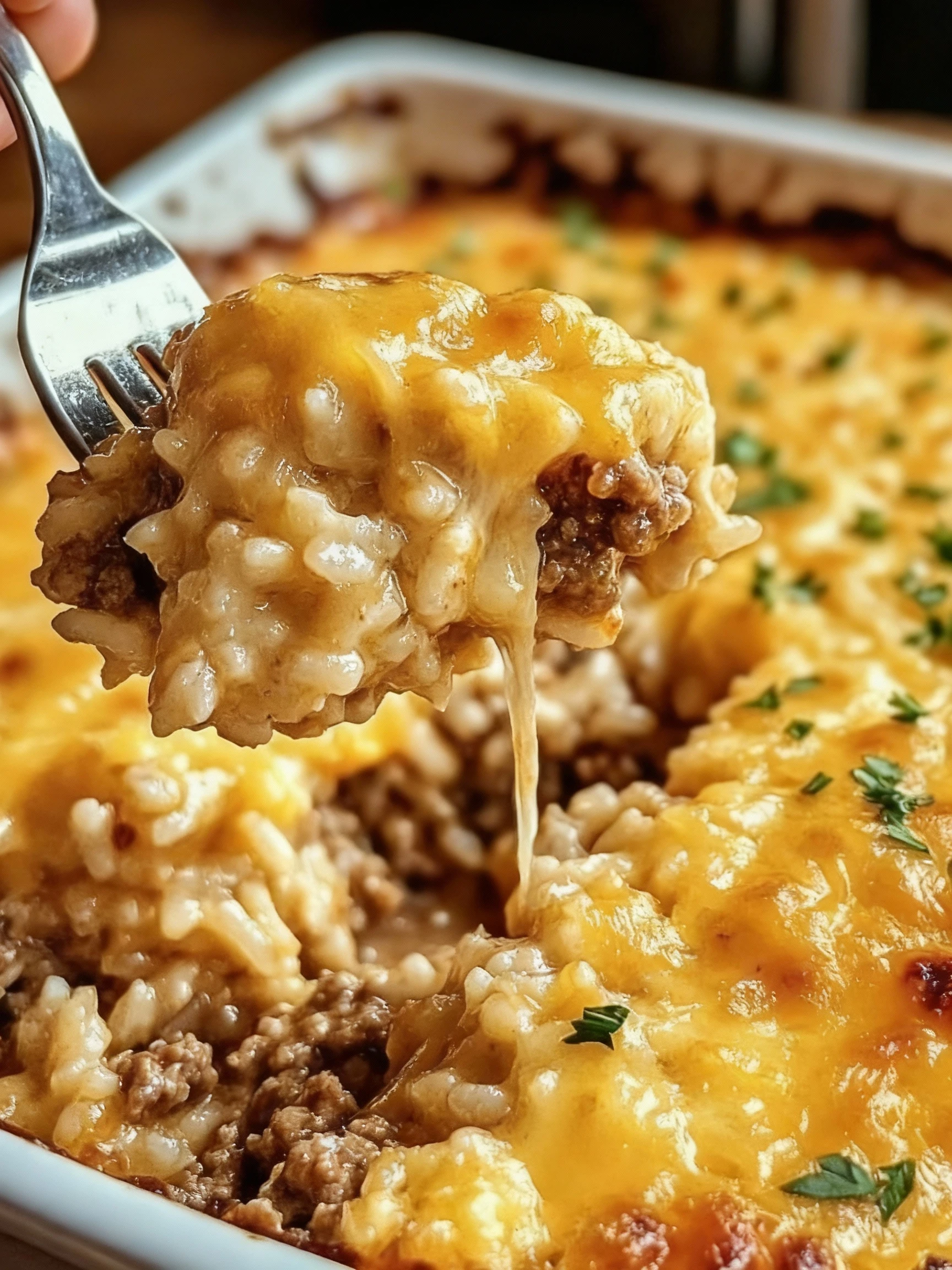 Cheesy Ground Beef Rice Casserole finished