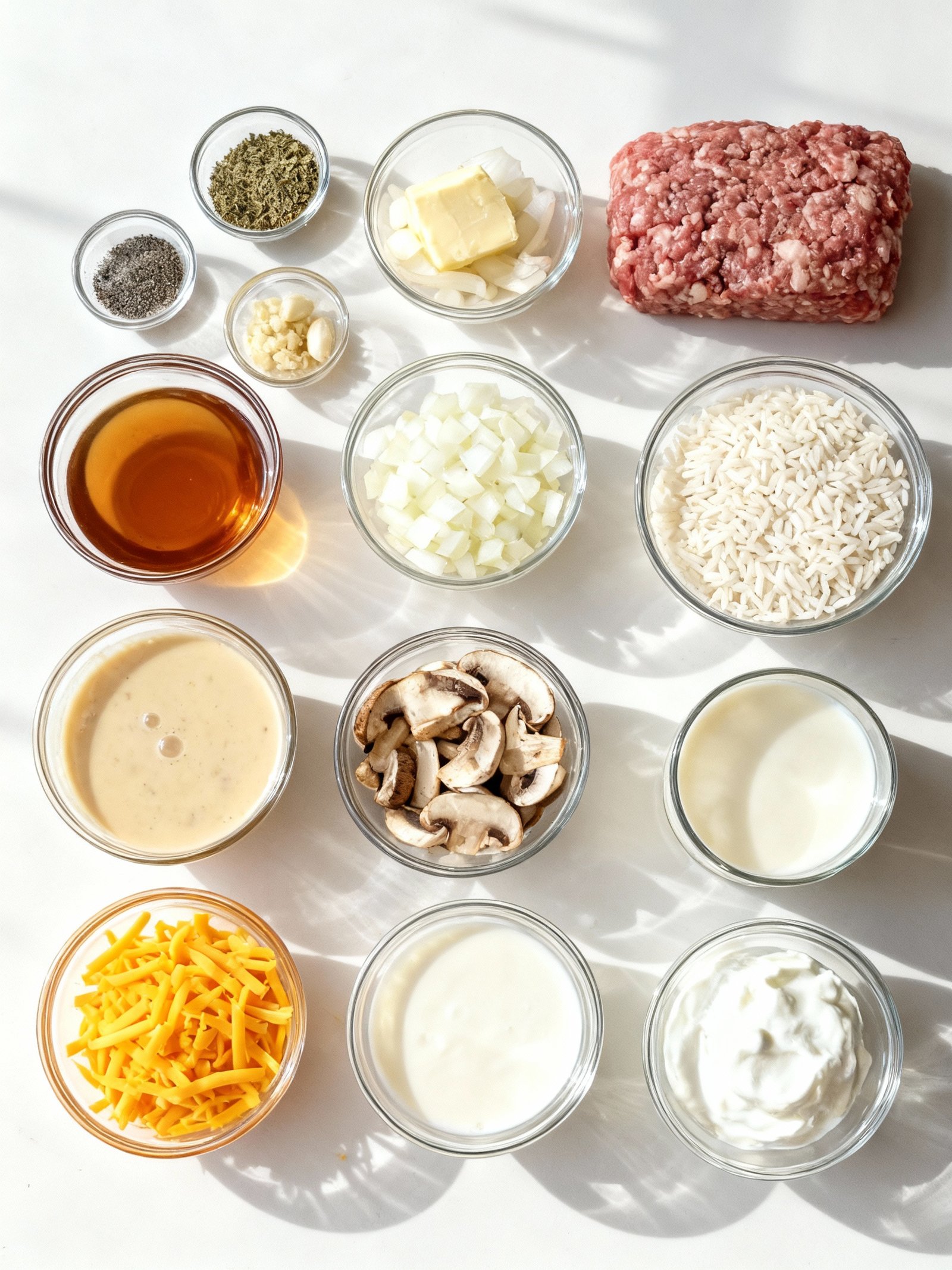 Cheesy Ground Beef Rice Casserole ingredients