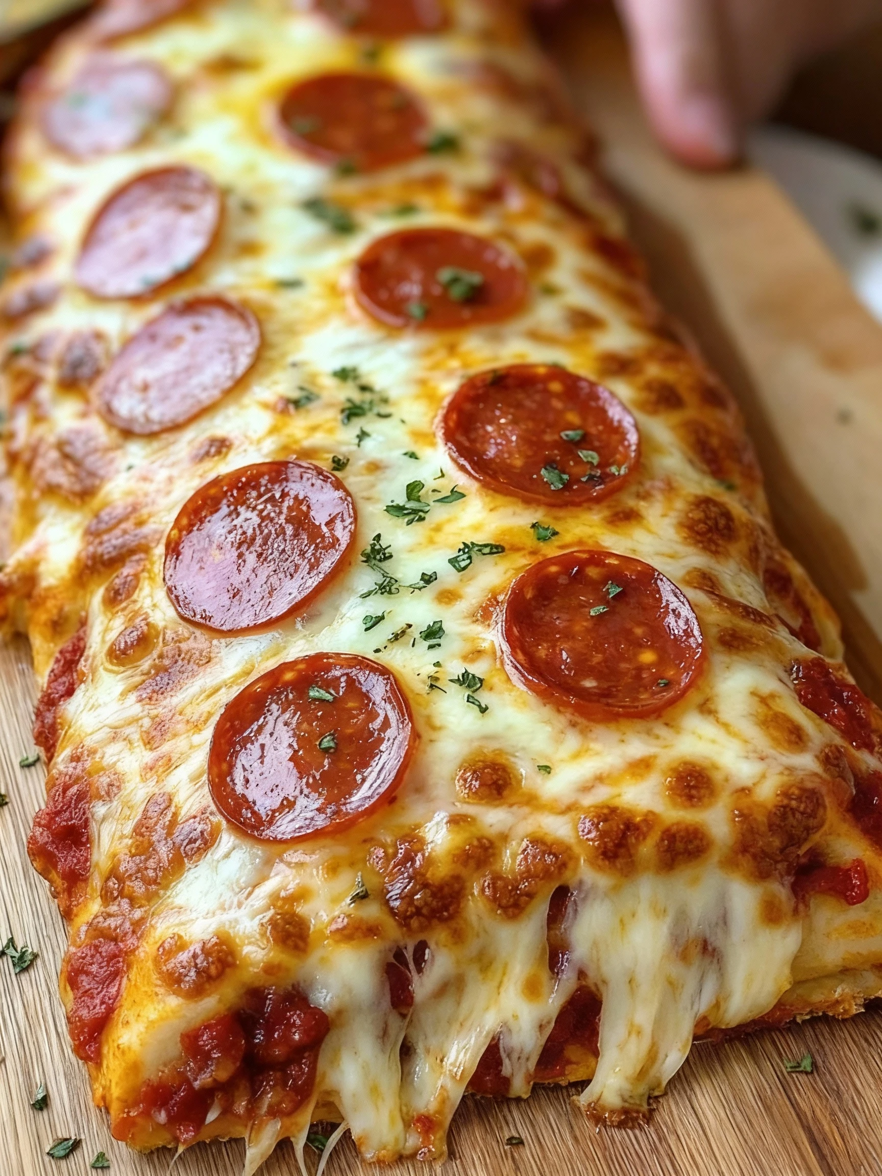 Cheesy Pepperoni Stromboli Bake finished