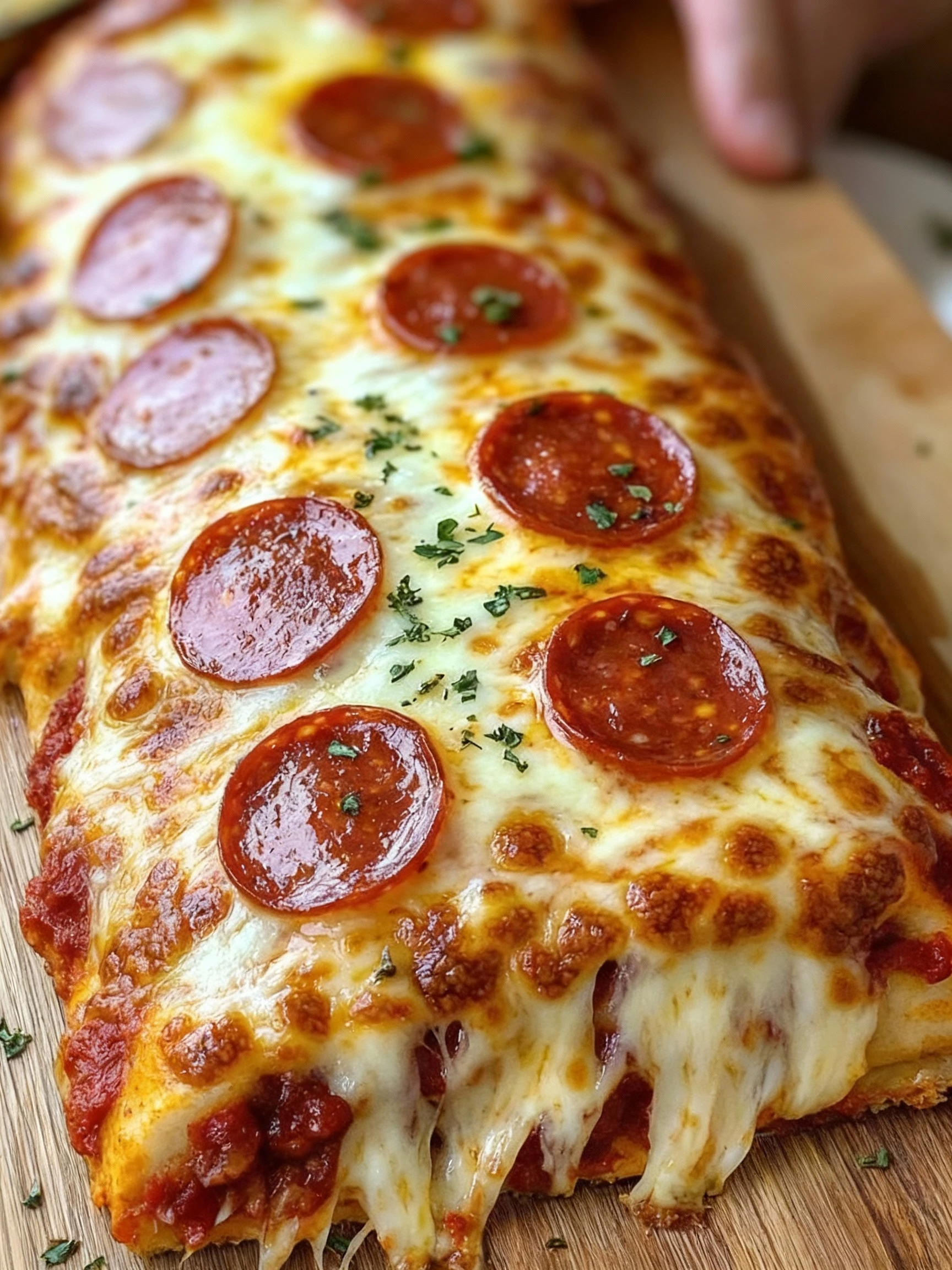 Cheesy Pepperoni Stromboli Bake finished