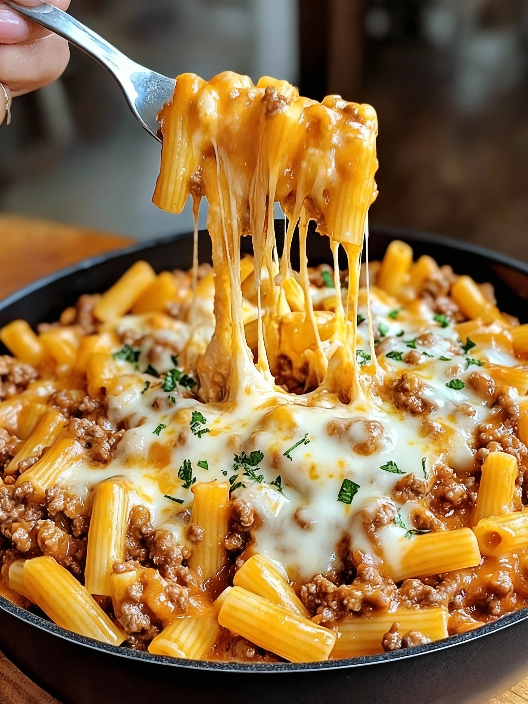Cheesy Sloppy Cheeseburger Pasta finished