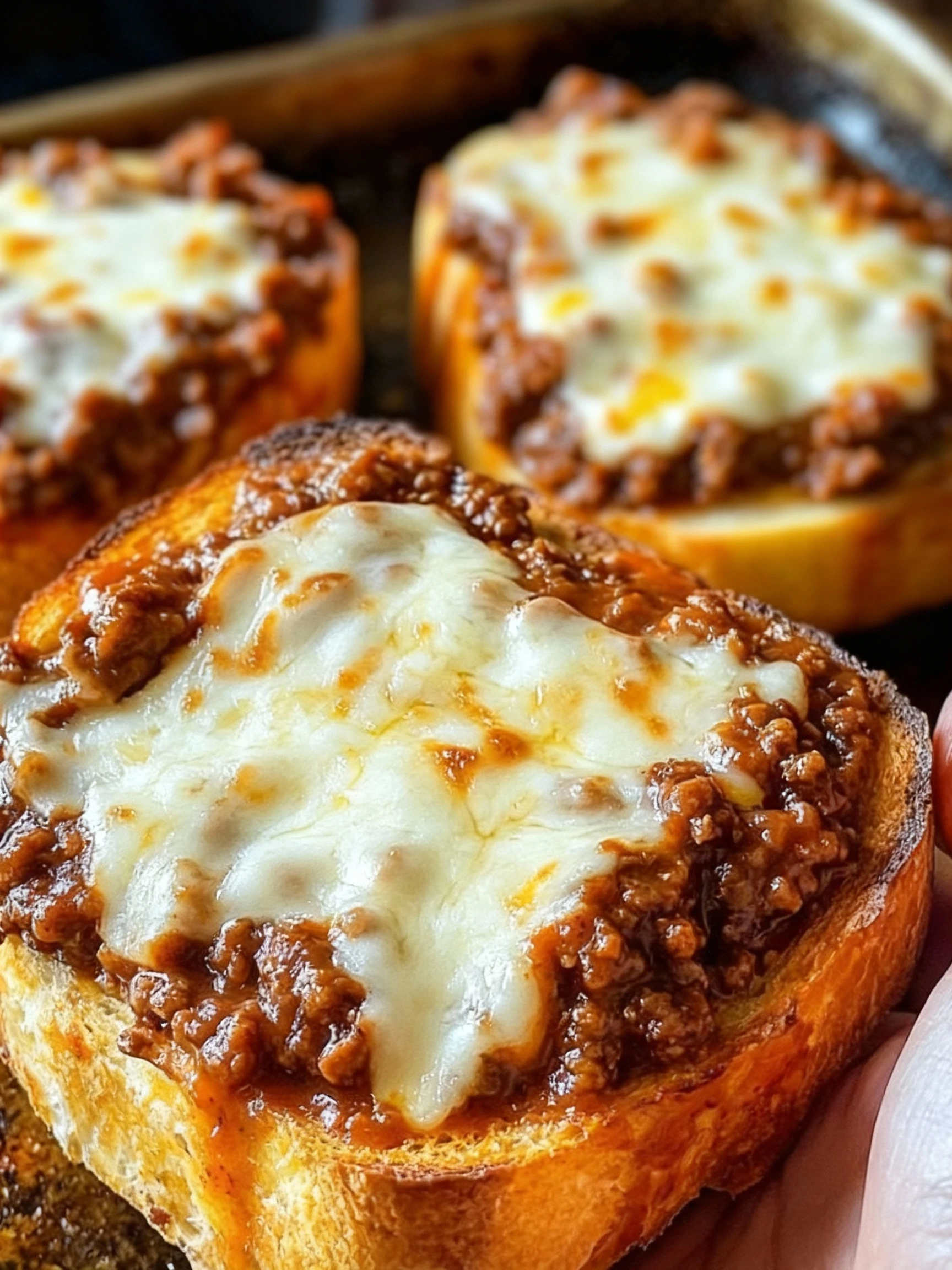 Cheesy Sloppy Joe Toast finished