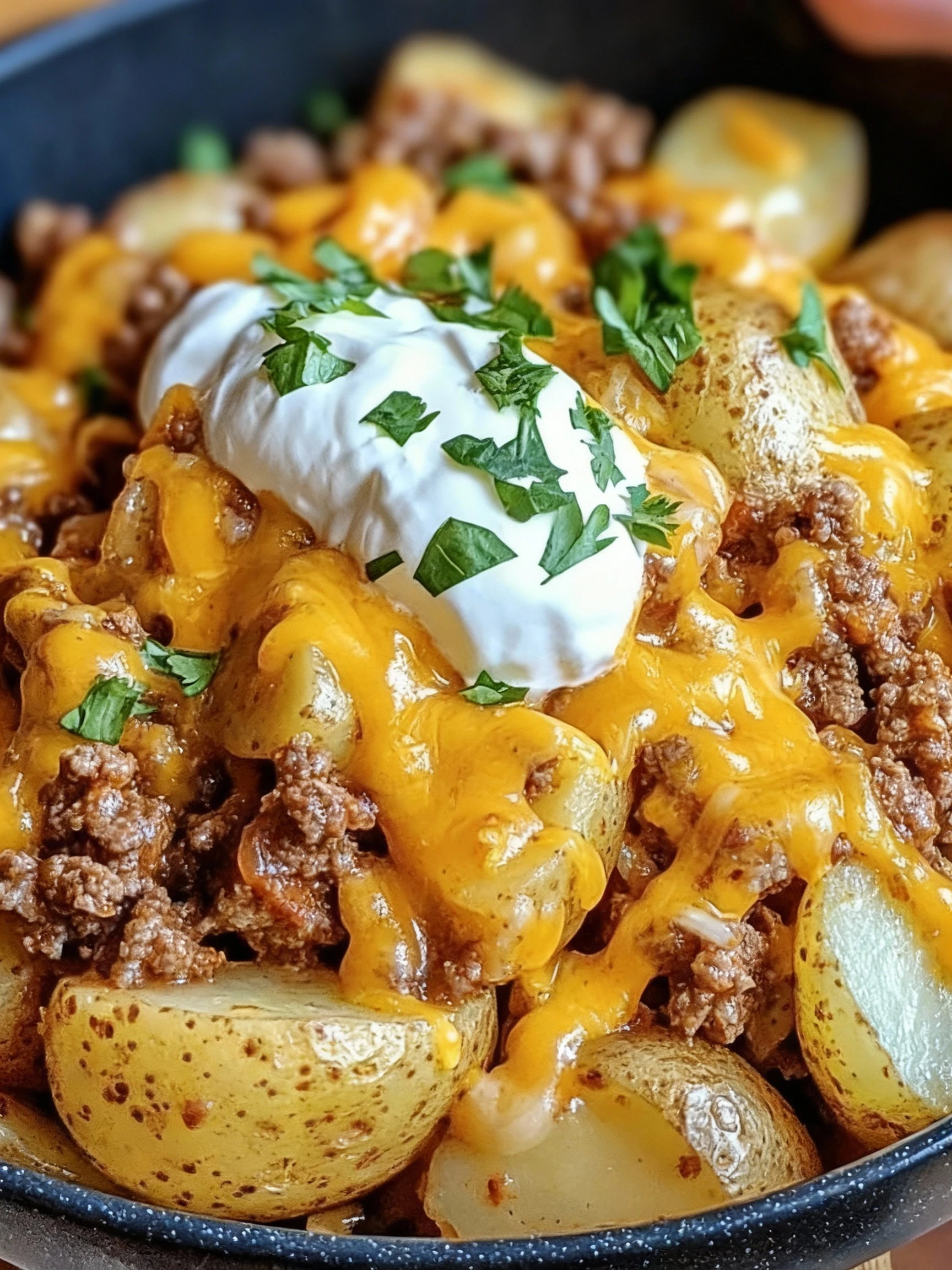 Cheesy Taco Potatoes finished