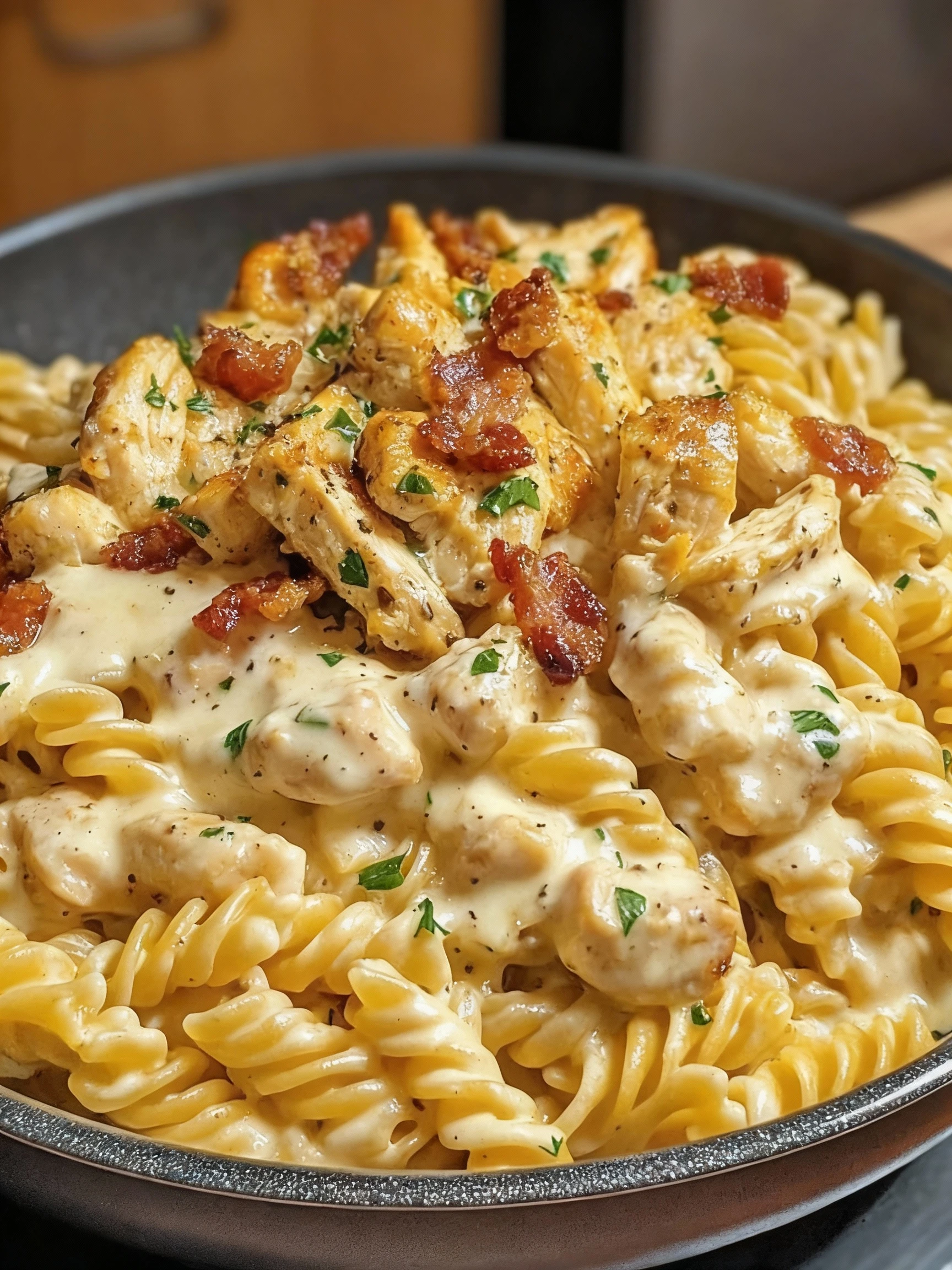 Chicken Bacon Ranch Pasta finished