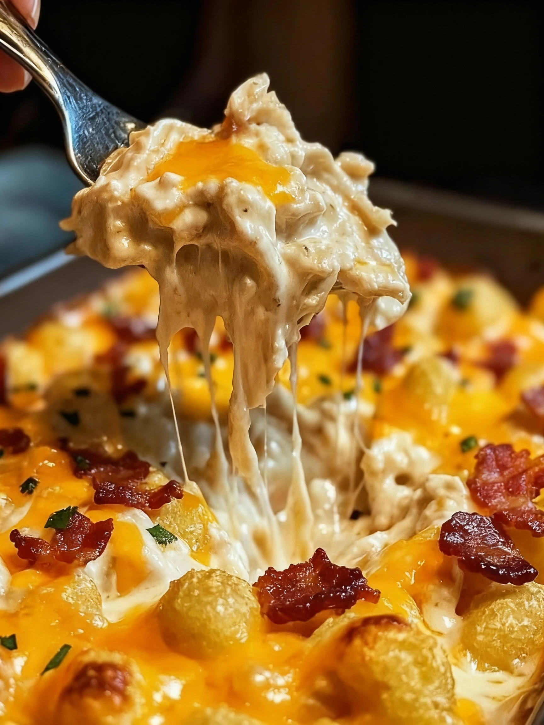 Chicken Bacon Ranch Tater Tot Casserole finished
