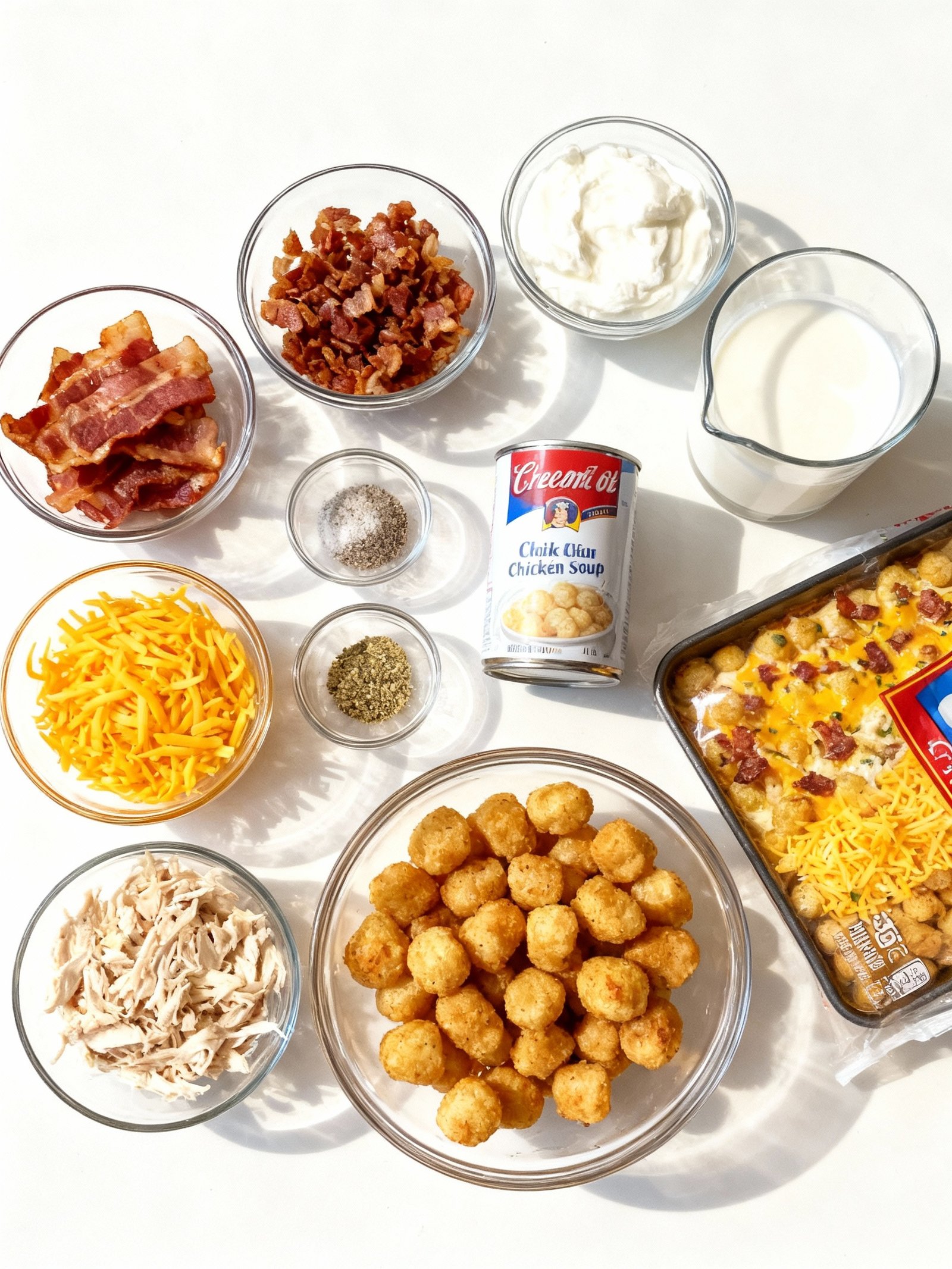 Chicken Bacon Ranch Tater Tot Casserole ingredients