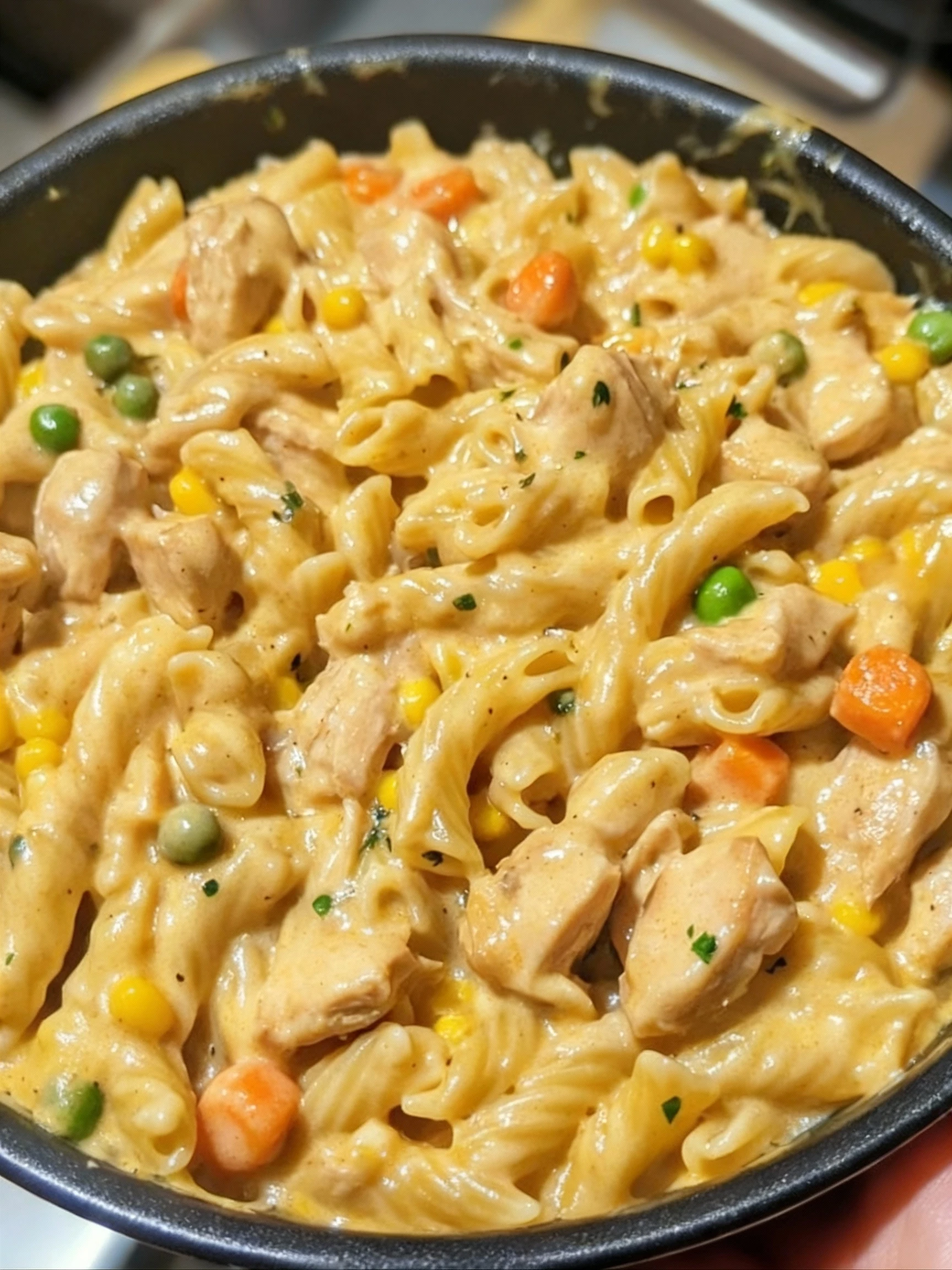 Chicken Pot Pie Pasta finished