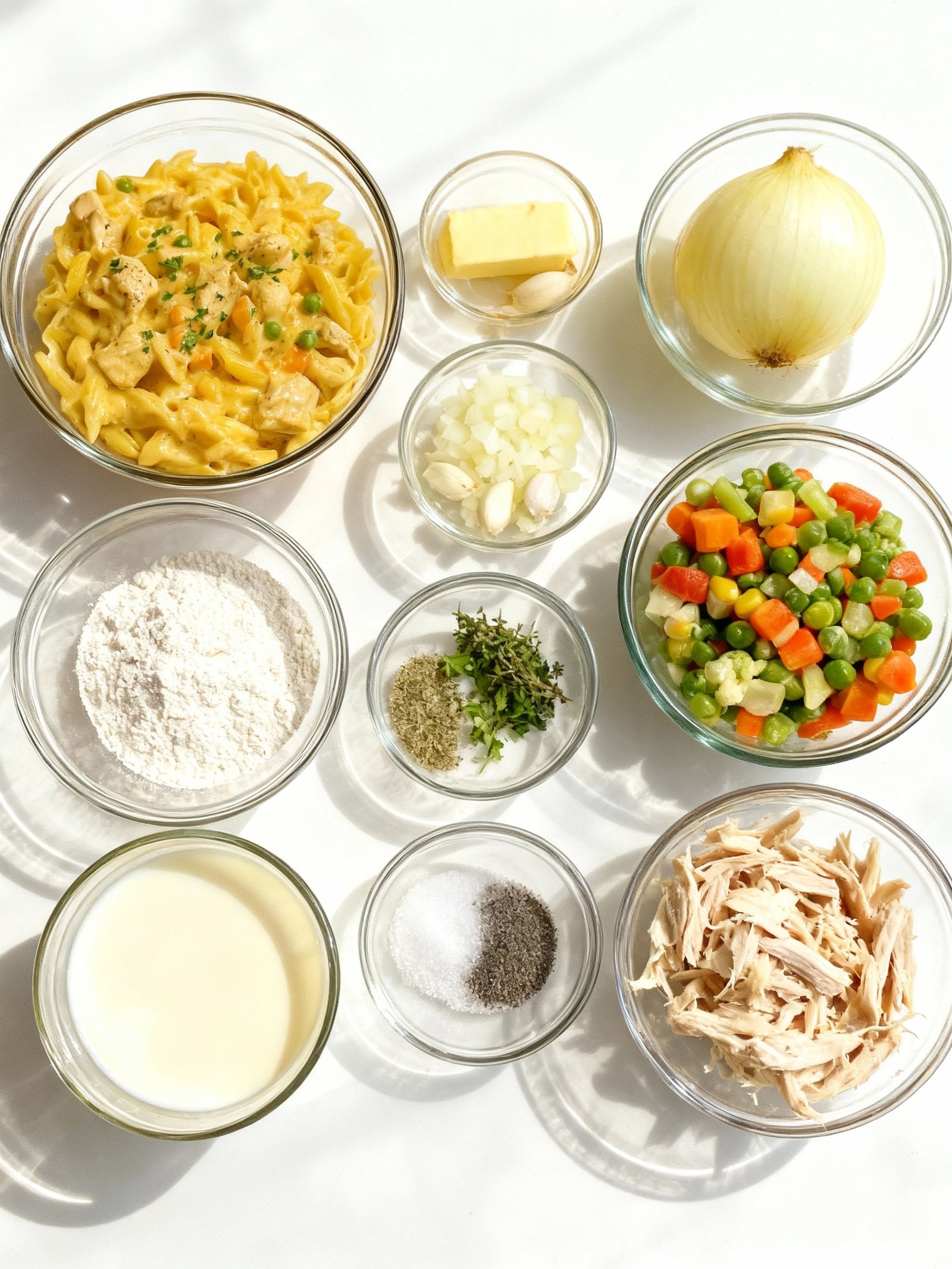 Chicken Pot Pie Pasta ingredients