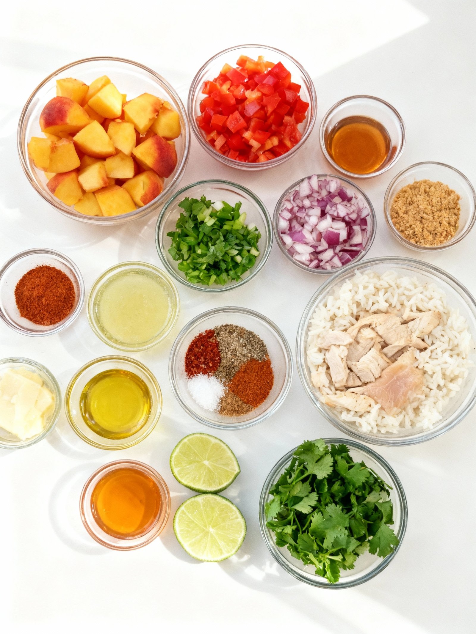 Cilantro-Lime Chicken Bowls with Peach Salsa ingredients