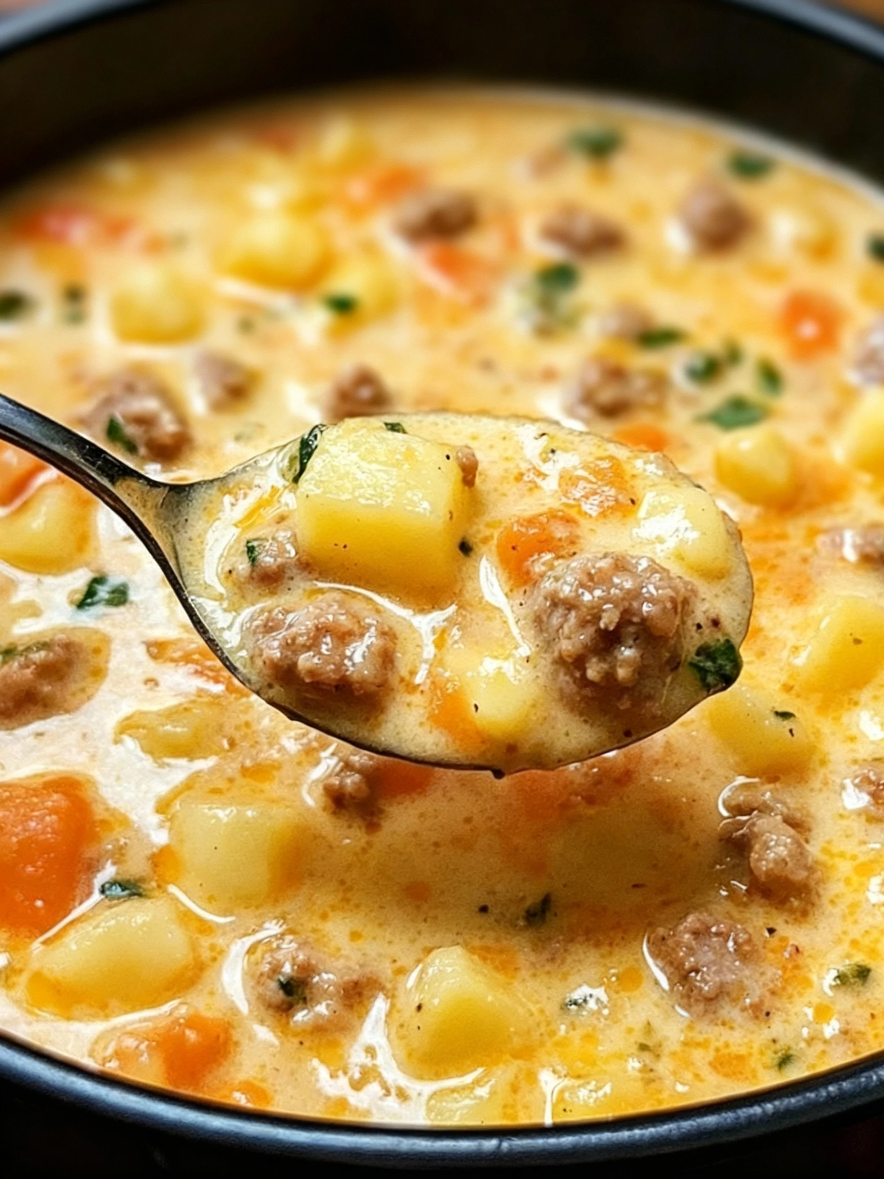 Cozy Creamy Italian Sausage Soup finished