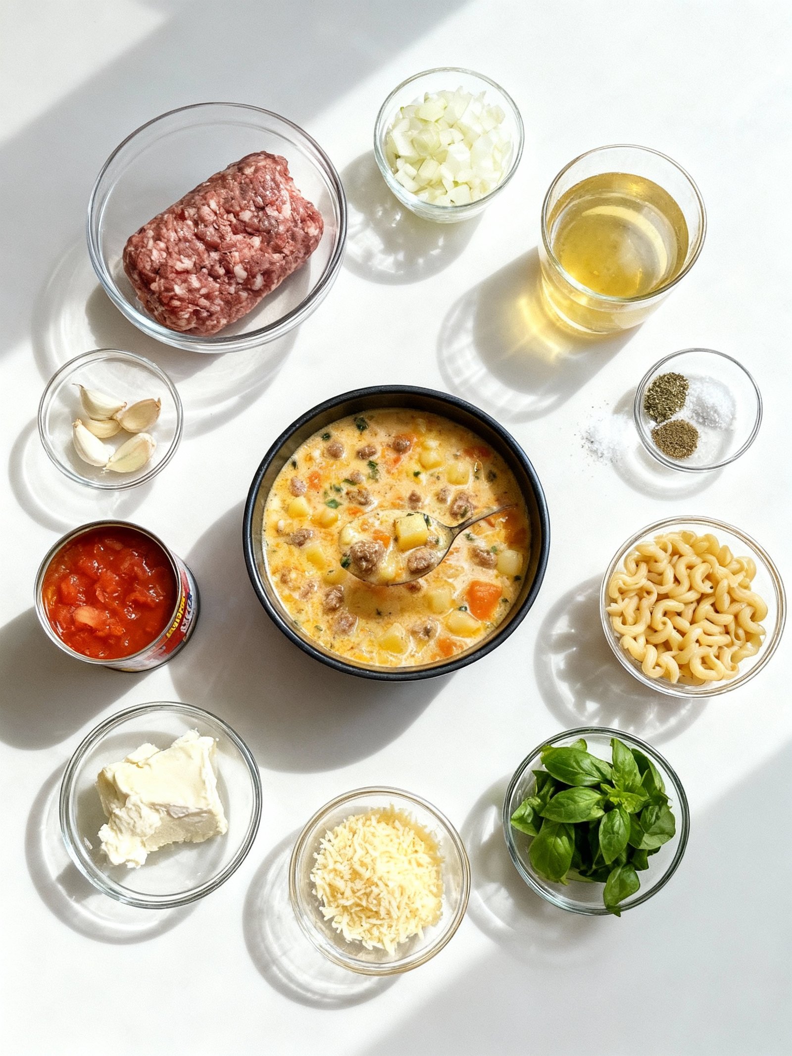 Cozy Creamy Italian Sausage Soup ingredients
