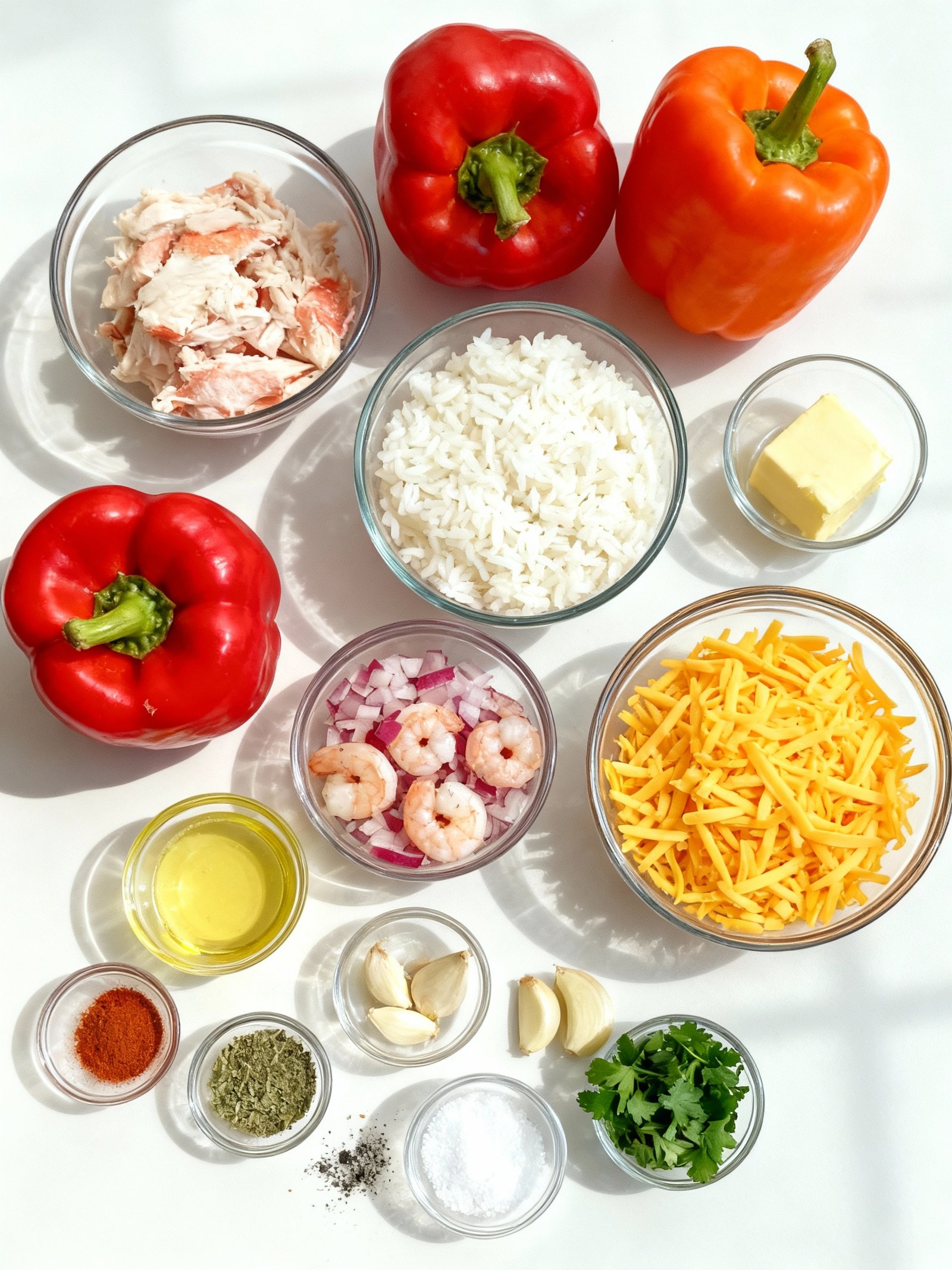Crab and Shrimp Stuffed Bell Peppers ingredients