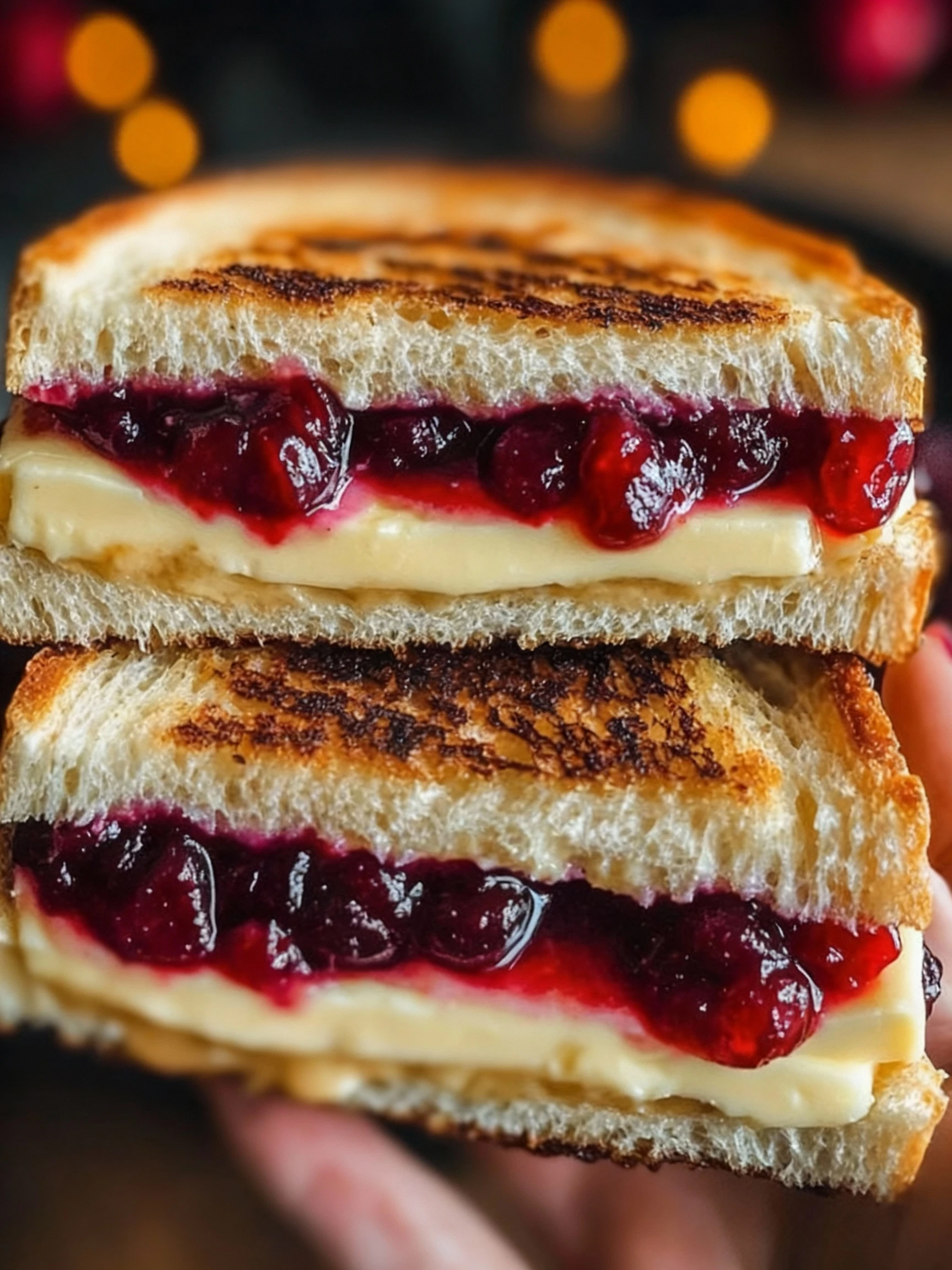 Cranberry Brie and Mozzarella Grilled Sandwich finished