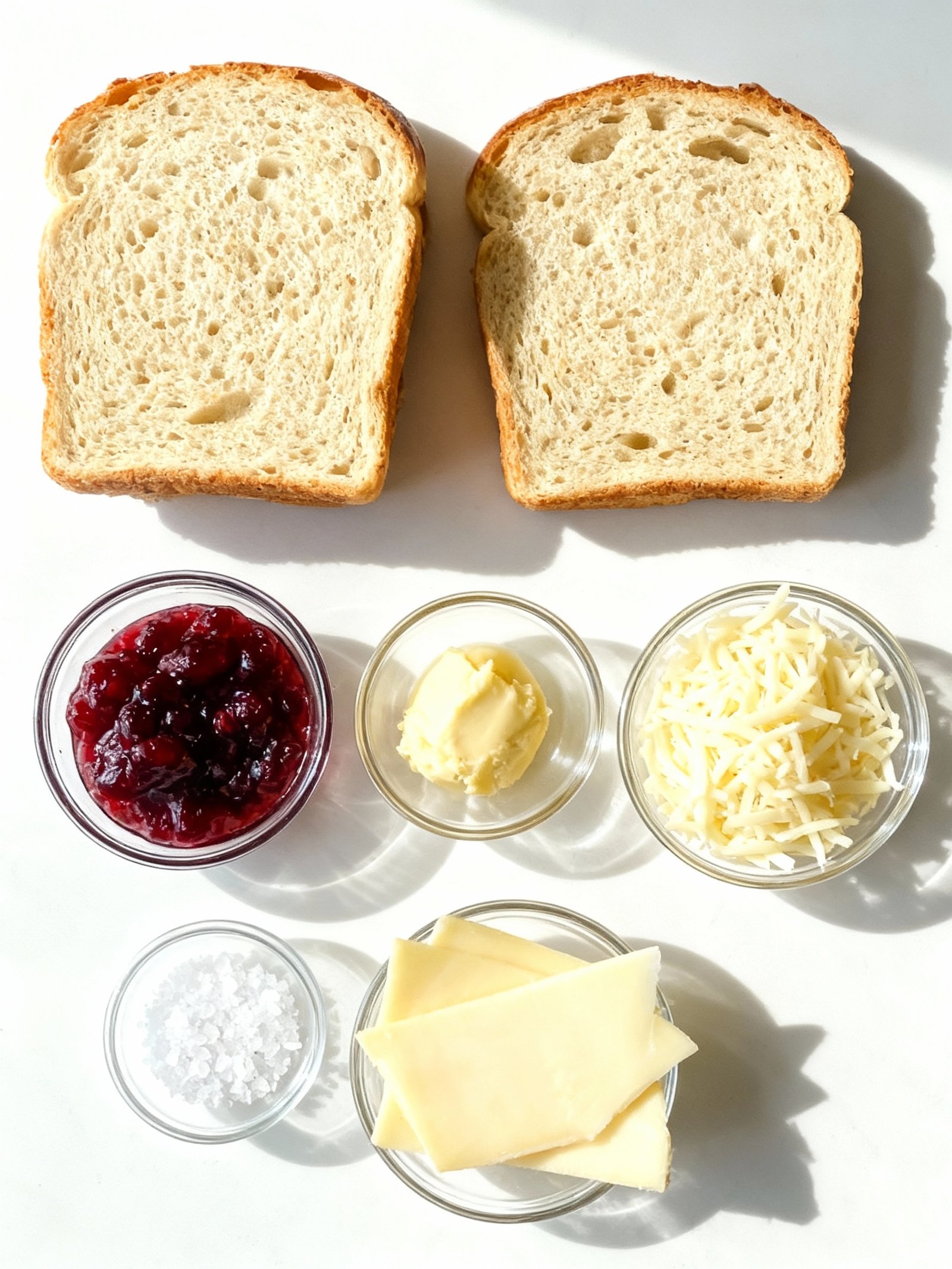 Cranberry Brie and Mozzarella Grilled Sandwich ingredients