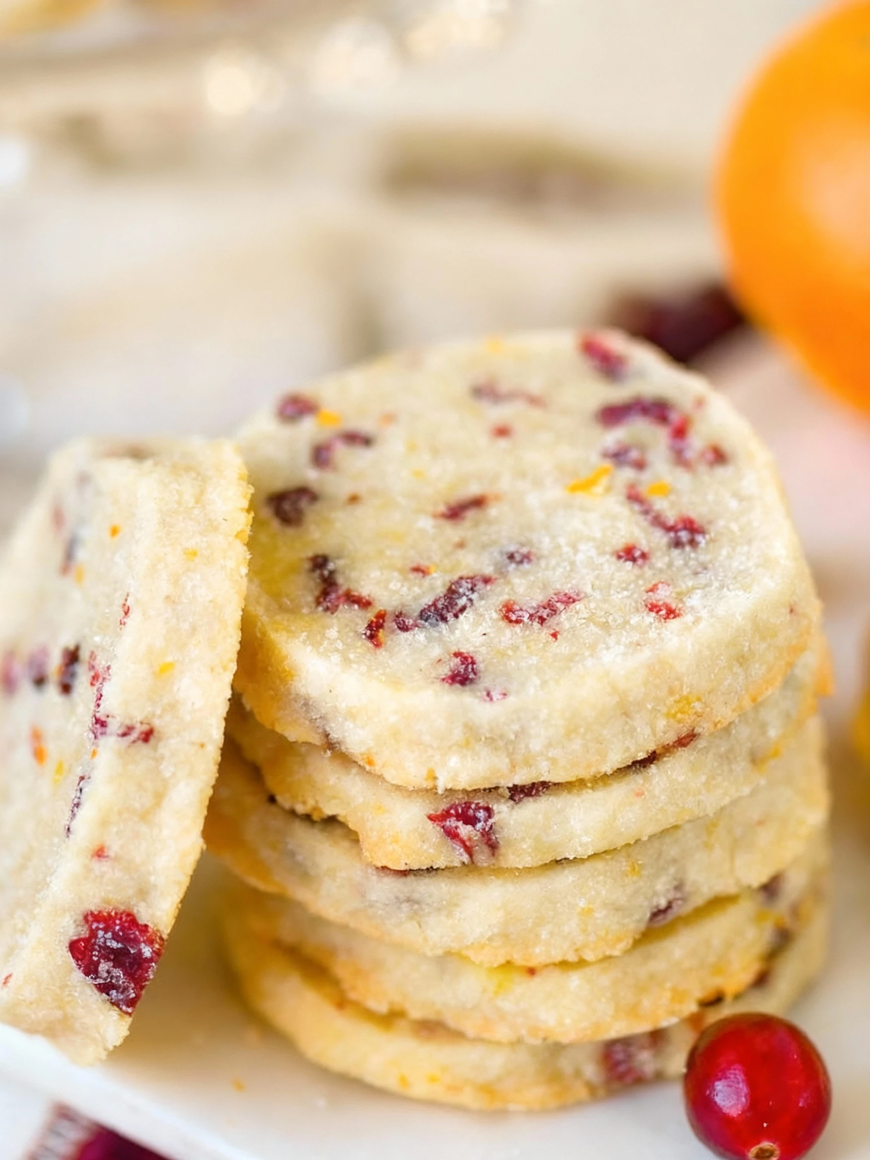 Cranberry Orange Shortbread Cookies finished