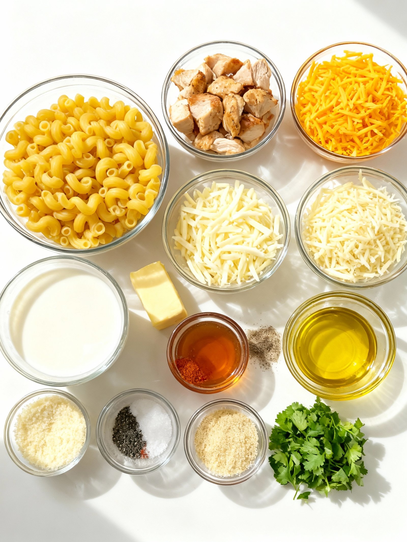 Creamy Honey Pepper Chicken Mac and Cheese ingredients