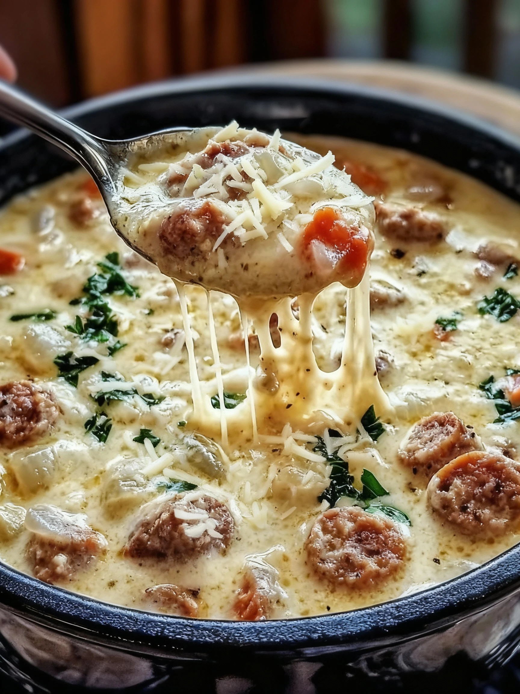 Creamy Parmesan Italian Sausage Soup finished