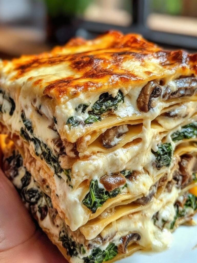 Creamy Spinach & Mushroom Lasagna Recipe