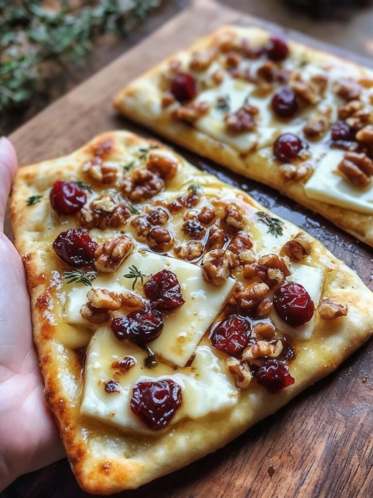 Crispy Flatbread with Brie, Cranberries & Walnuts Recipe