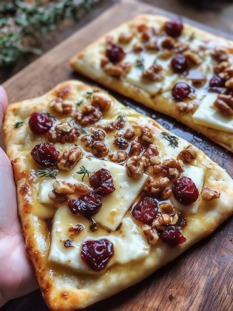 Crispy Flatbread with Brie, Cranberries & Walnuts Recipe