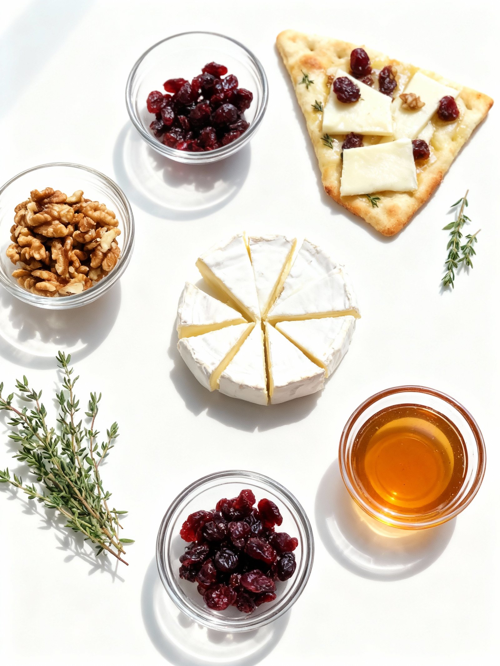 Crispy Flatbread with Brie, Cranberries & Toasted Walnuts with a Maple Syrup Drizzle ingredients