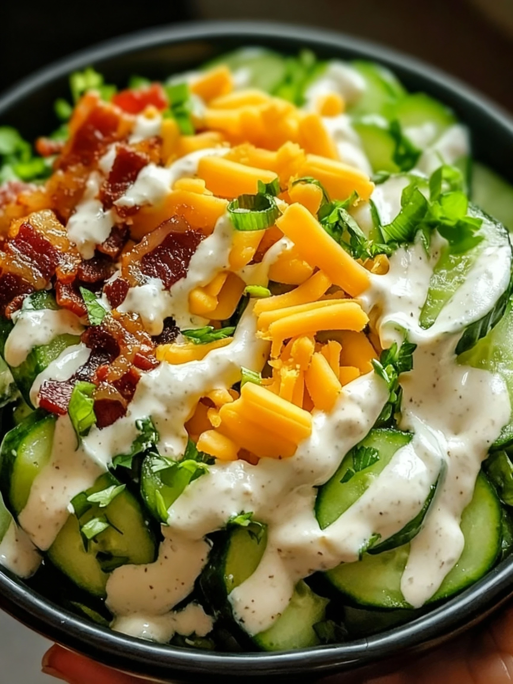 Cucumber Ranch Crack Salad finished