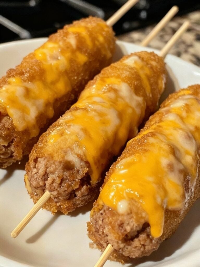 Deep-Fried Turkey Bacon Cheeseburger Corn Dogs Recipe