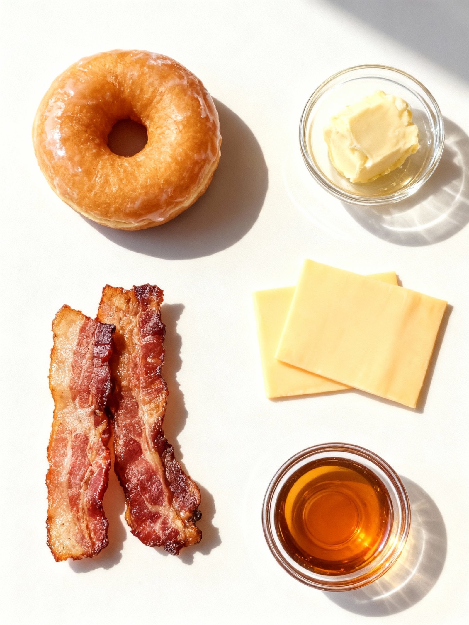 Donut Grilled Cheese with Bacon and Maple Glaze ingredients